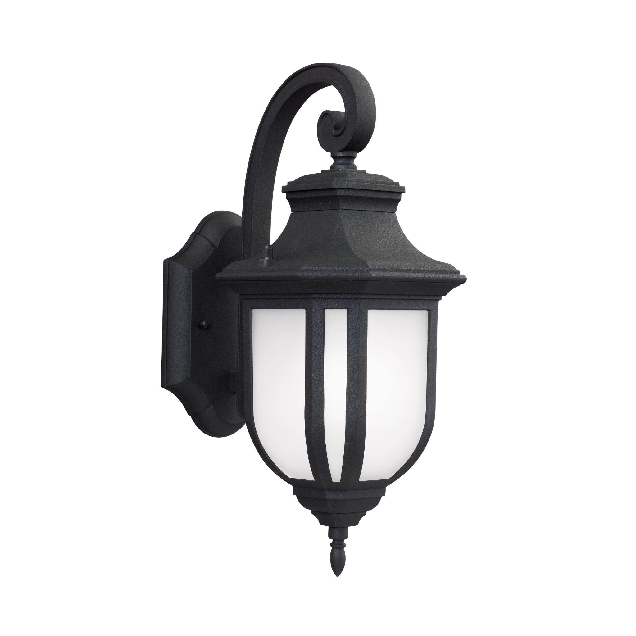 Childress Medium One Light Outdoor Wall Lantern LED Traditional Fixture 6.375" Width 14.625" Height Die Cast Aluminum Satin Etched Shade in Black