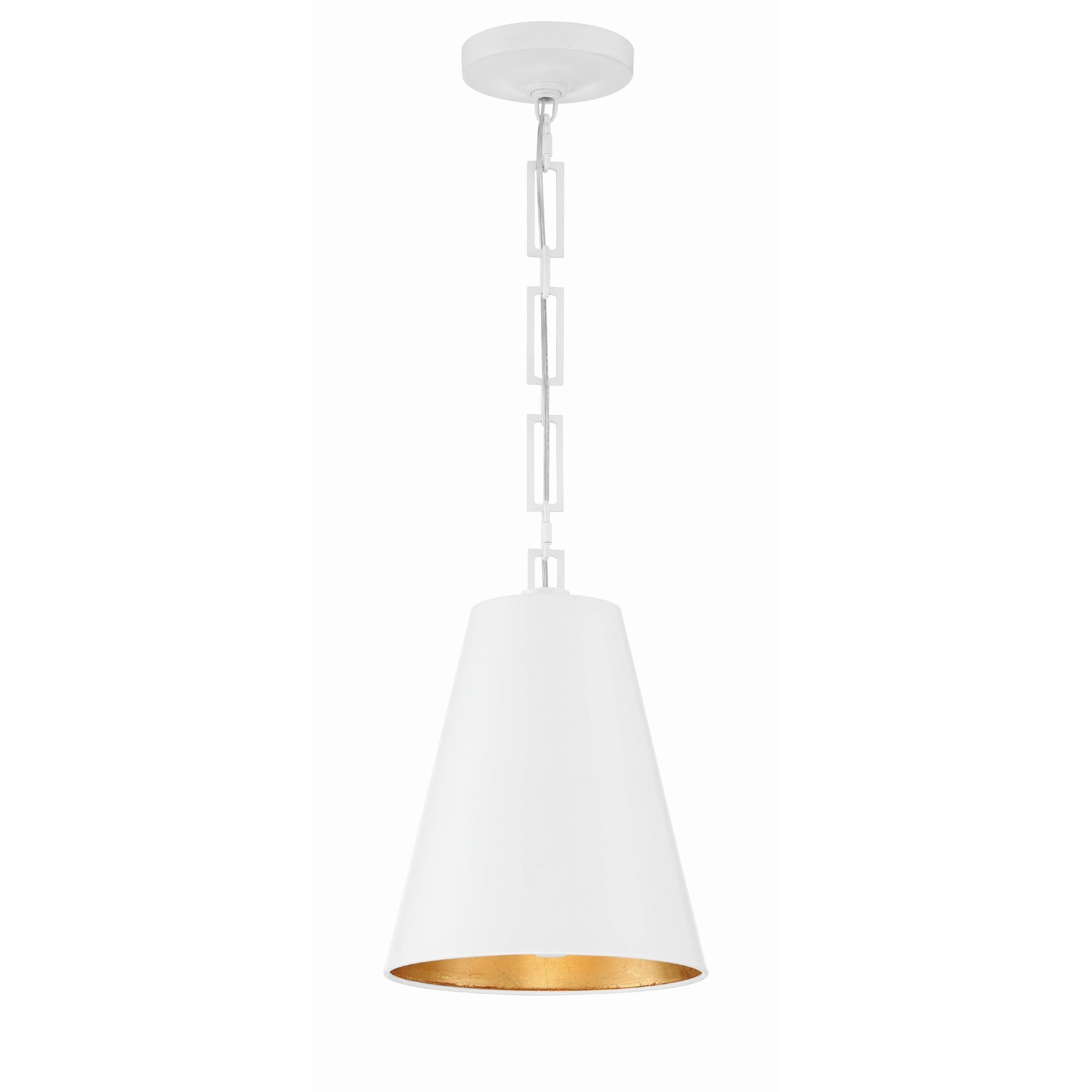 Brian Patrick Flynn Alston 2 Light Matte White + Antique Gold Mini Pendant Steel Shade 10"W x 14"H x 10"D