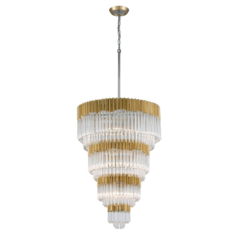 Charisma 17 Light Chandelier in Gold Leaf W Polished Stainless
