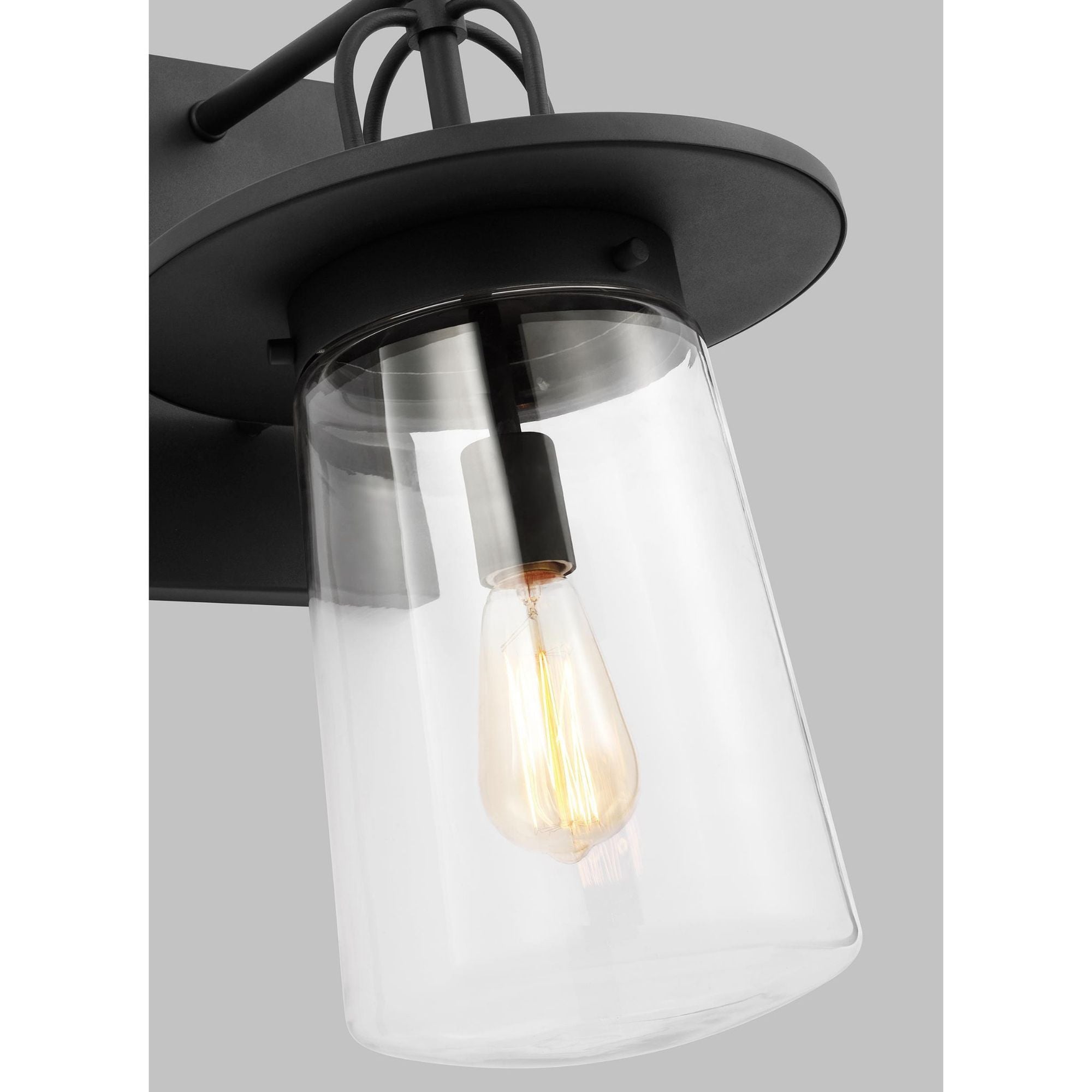 Tybee Large One Light Outdoor Wall Lantern Casual Fixture 10" Width 18.625" Height Aluminum Round Clear Shade in Black