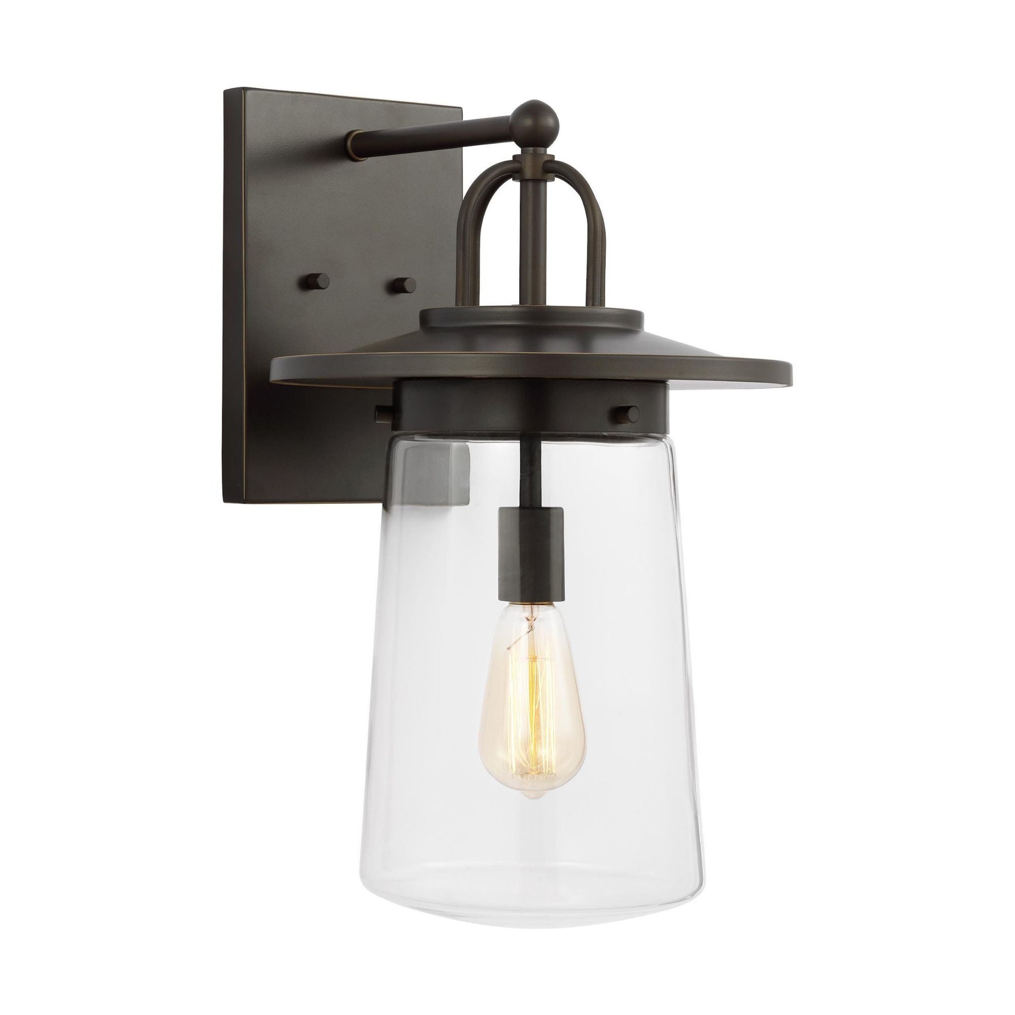 Tybee Large One Light Outdoor Wall Lantern Casual Fixture 10" Width 18.625" Height Aluminum Round Clear Shade in Antique Bronze