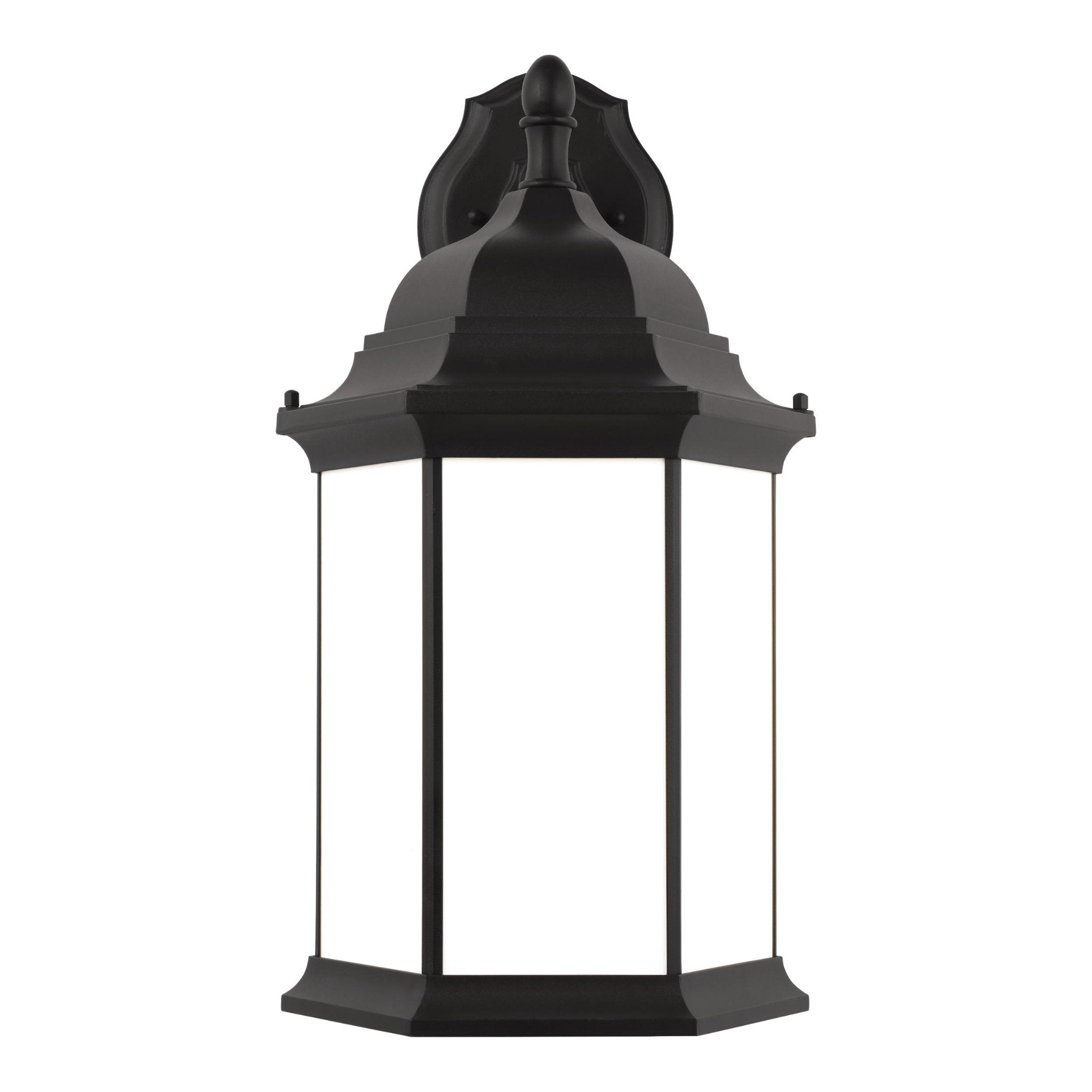 Sevier Extra Large One Light Downlight Outdoor Wall Lantern Traditional Fixture 12.5" Width 23.25" Height Die Cast Aluminum Rectangular Satin Etched Shade in Black