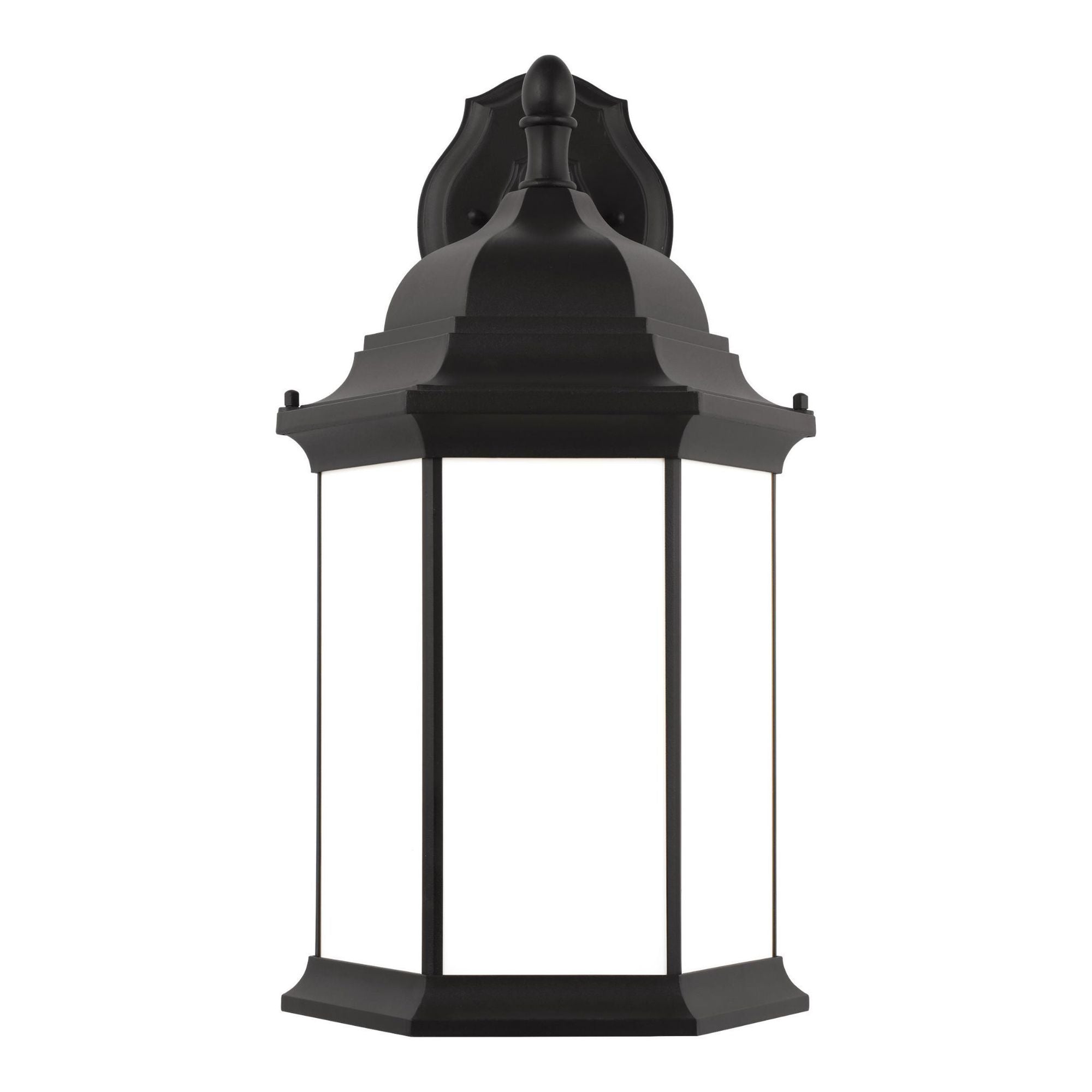Sevier Extra Large One Light Downlight Outdoor Wall Lantern LED Traditional Fixture 12.5" Width 23.25" Height Die Cast Aluminum Rectangular Satin Etched Shade in Black