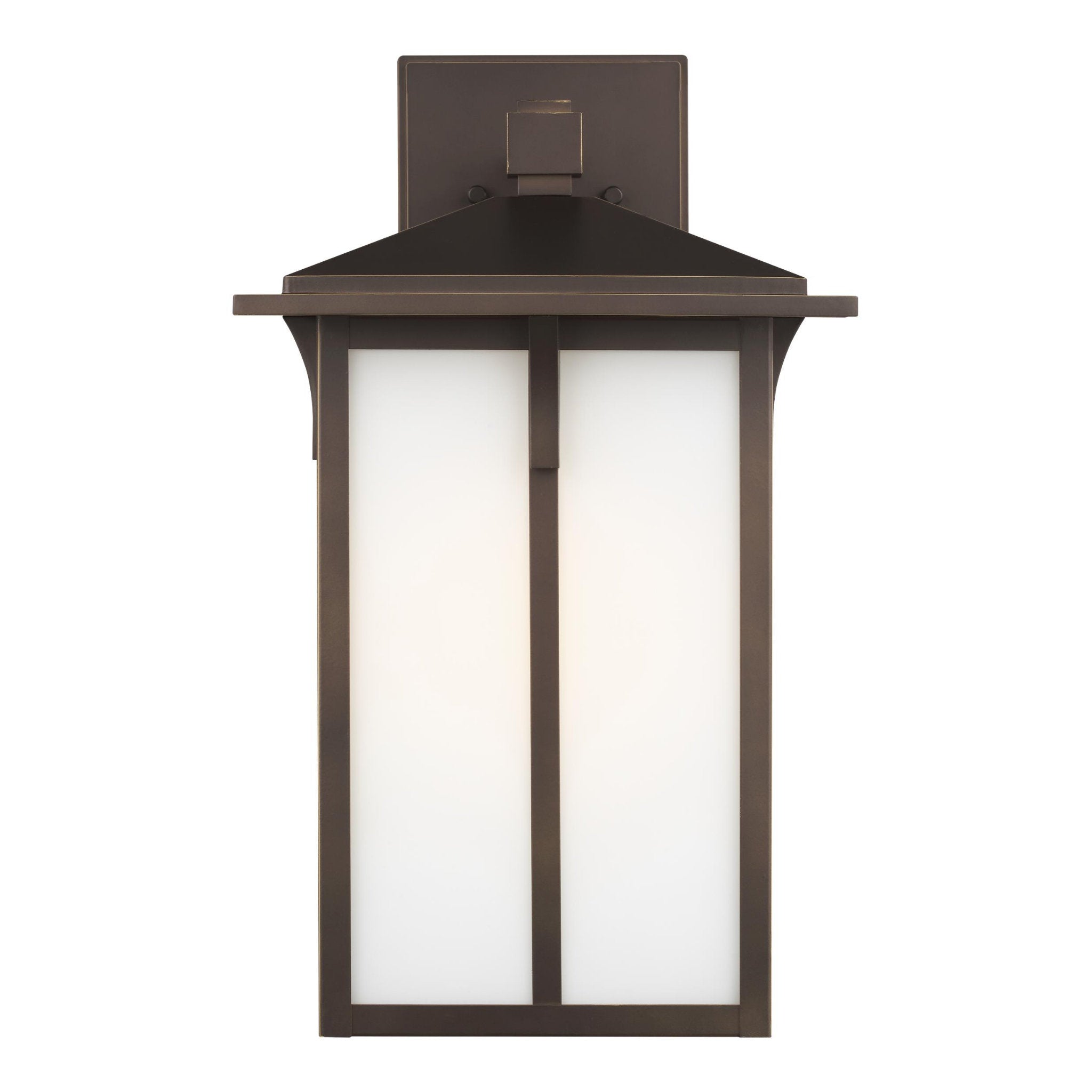 Tomek Large One Light Outdoor Wall Lantern Transitional Fixture 10.5" Width 18" Height Aluminum Rectangular Etched / White Inside Shade in Antique Bronze