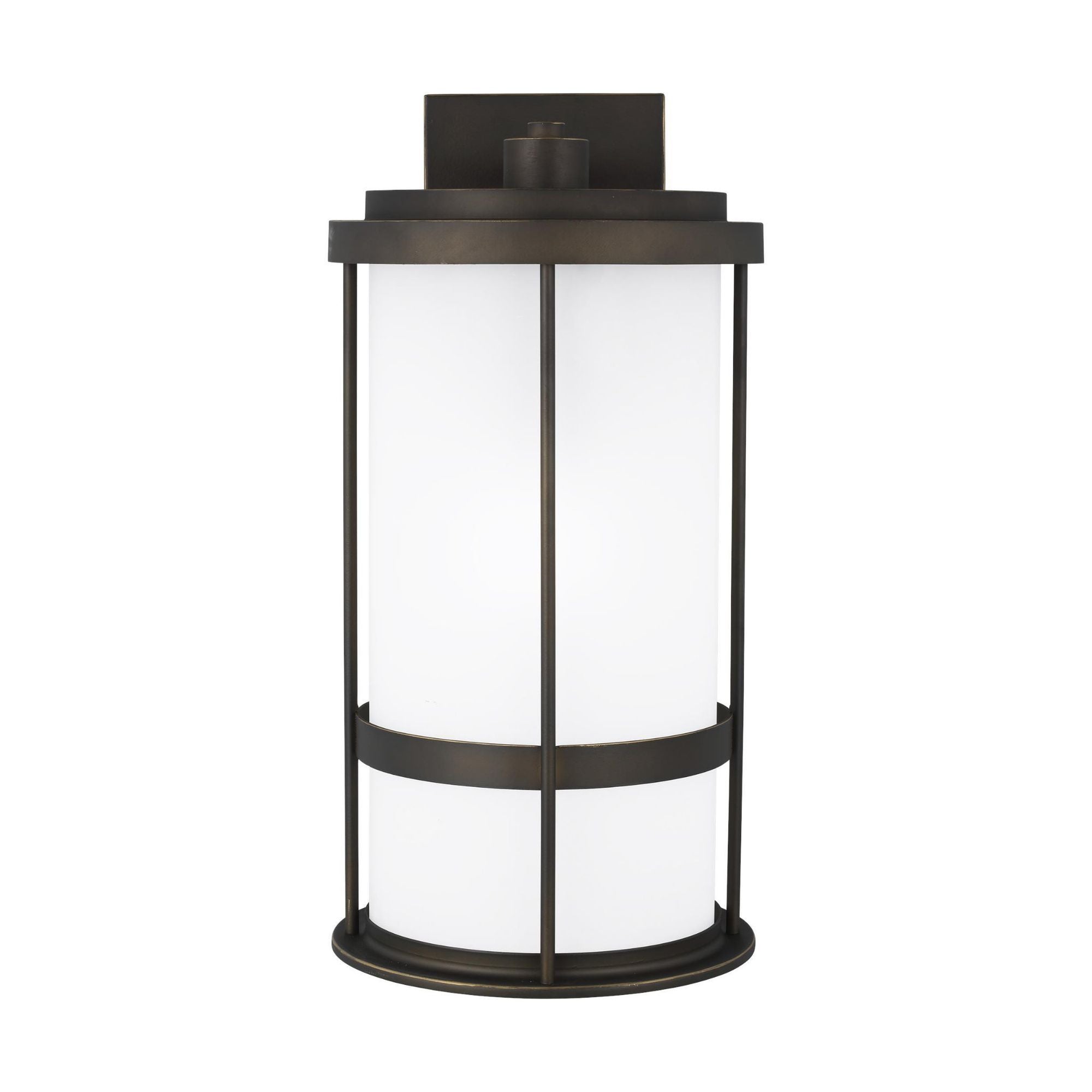 Wilburn Large One Light Outdoor Wall Lantern LED Transitional Fixture 10" Width 20" Height Aluminum Round Satin Etched Shade in Antique Bronze