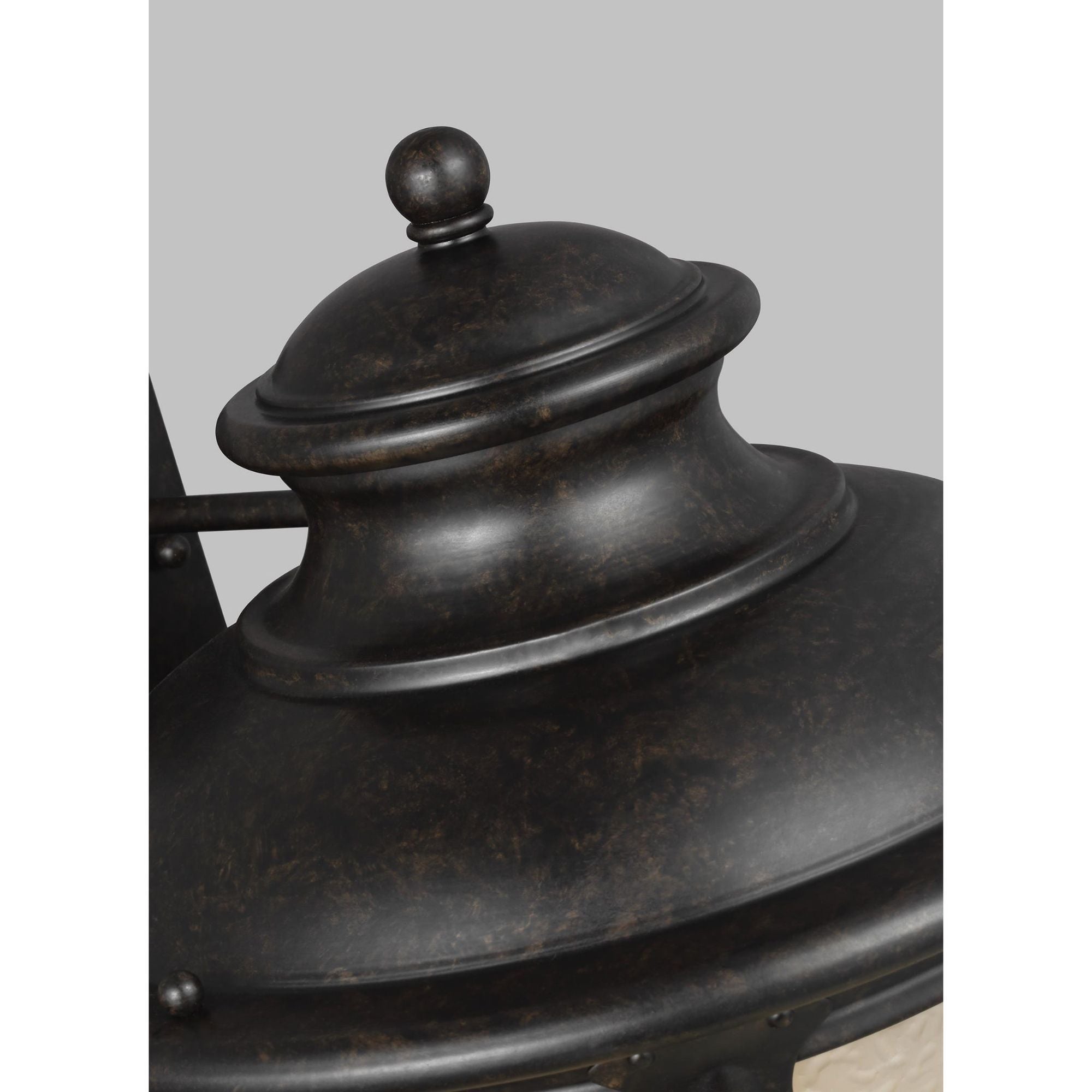 Cape May Extra Large One Light Outdoor Wall Lantern LED Traditional Fixture 13" Width 20.25" Height Aluminum Round Etched Hammered with Amber Shade in Burled Iron