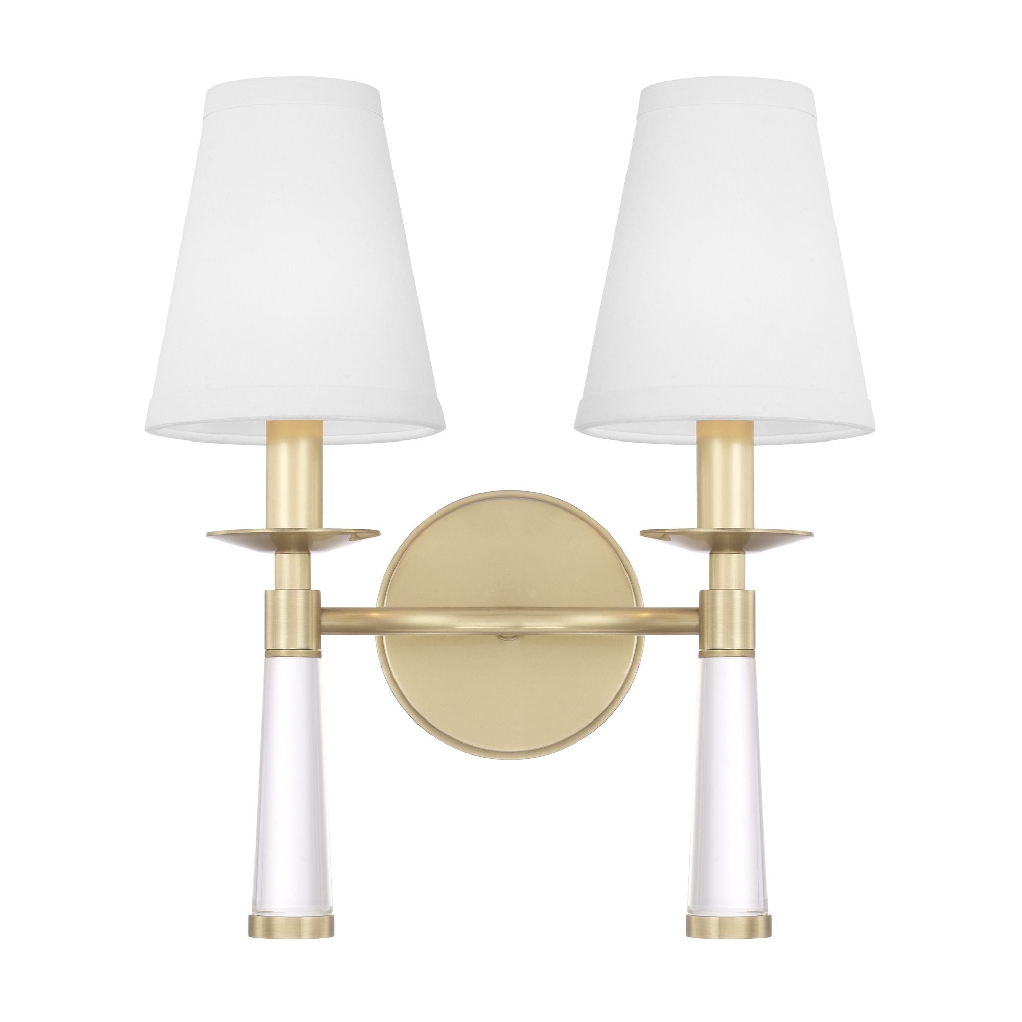 Baxter 2 Light Aged Brass Sconce Silk Shade 12"W x 15"H x 7"D