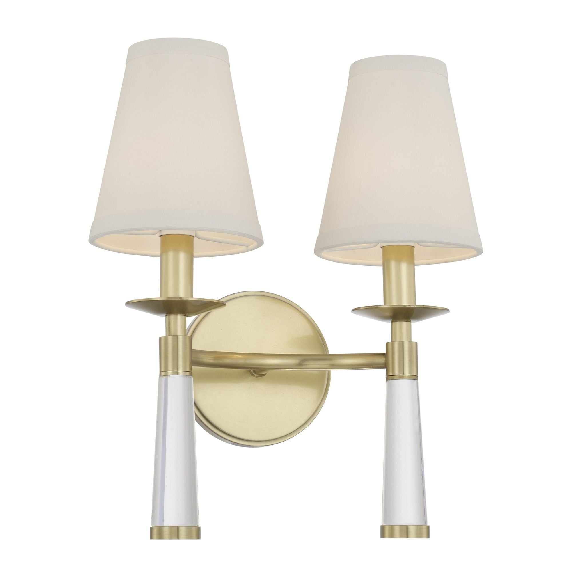 Baxter 2 Light Aged Brass Sconce Silk Shade 12"W x 15"H x 7"D