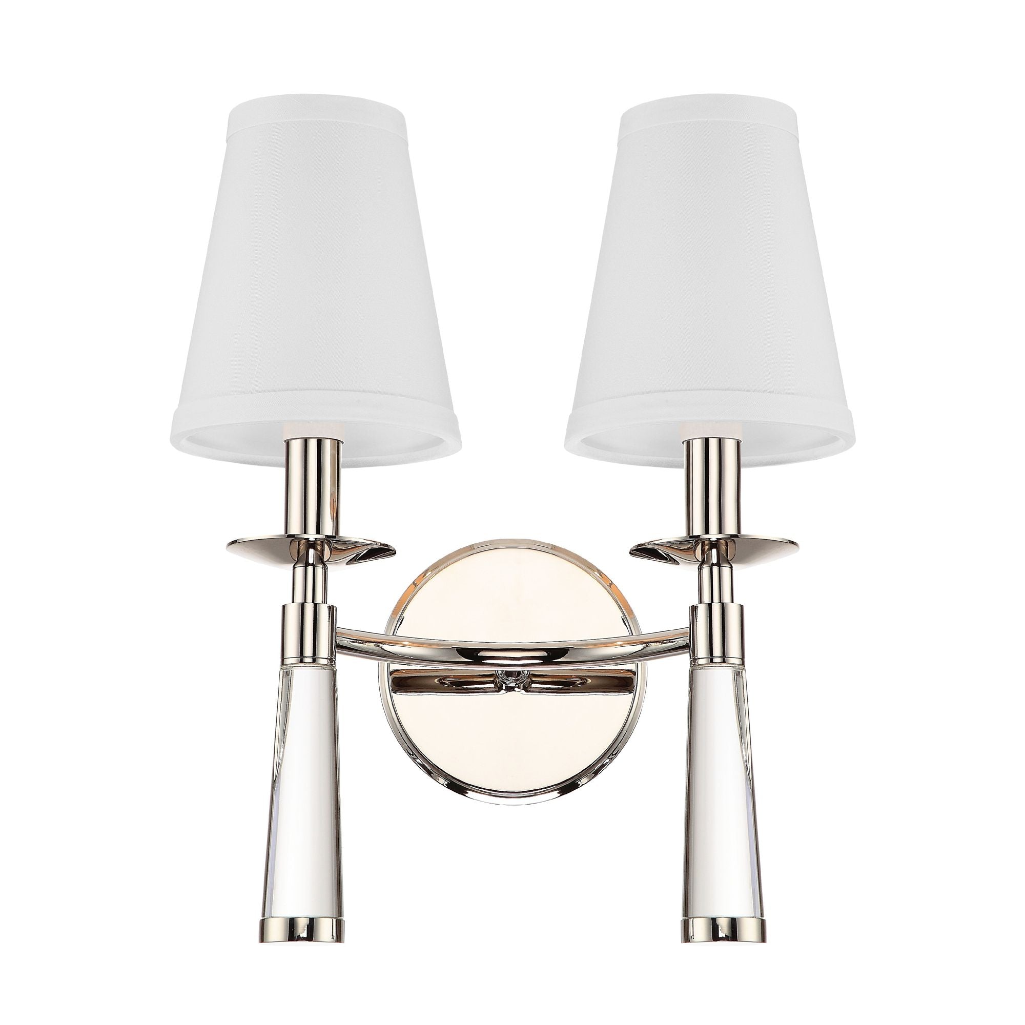 Baxter 2 Light Polished Nickel Bronze Sconce Silk Shade 12"W x 15"H x 7"D