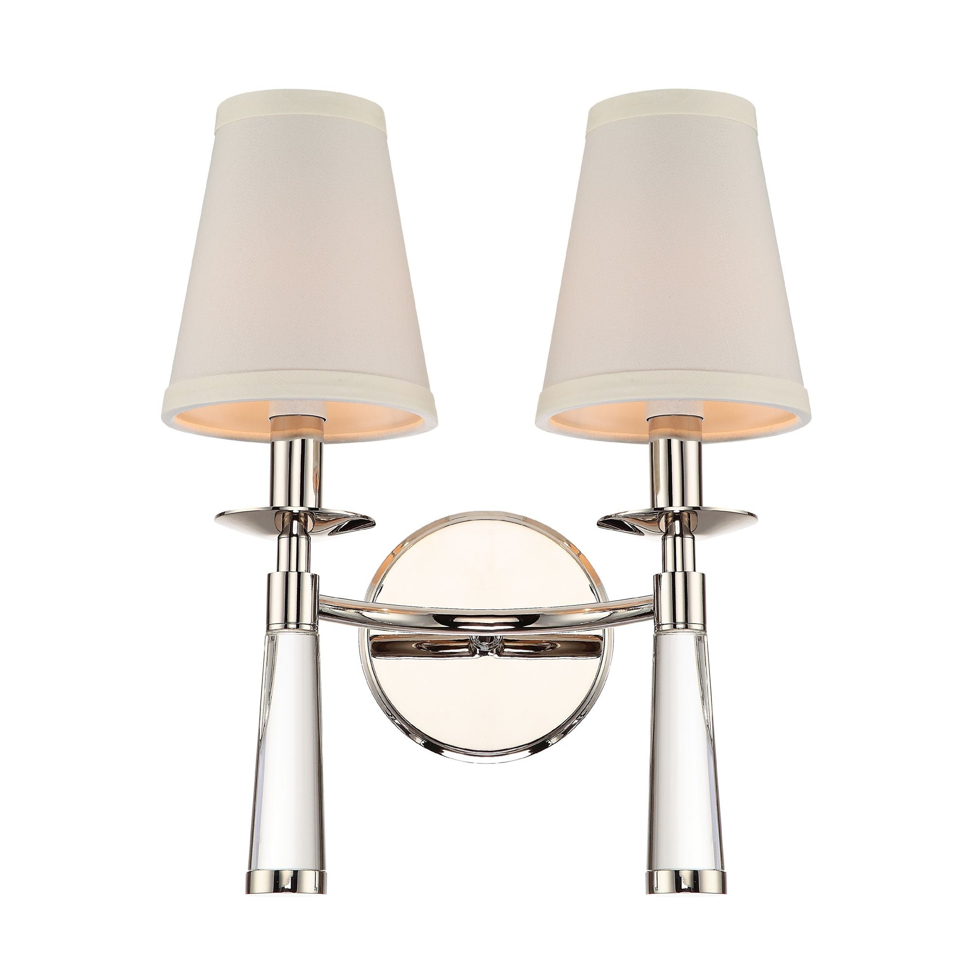 Baxter 2 Light Polished Nickel Bronze Sconce Silk Shade 12"W x 15"H x 7"D