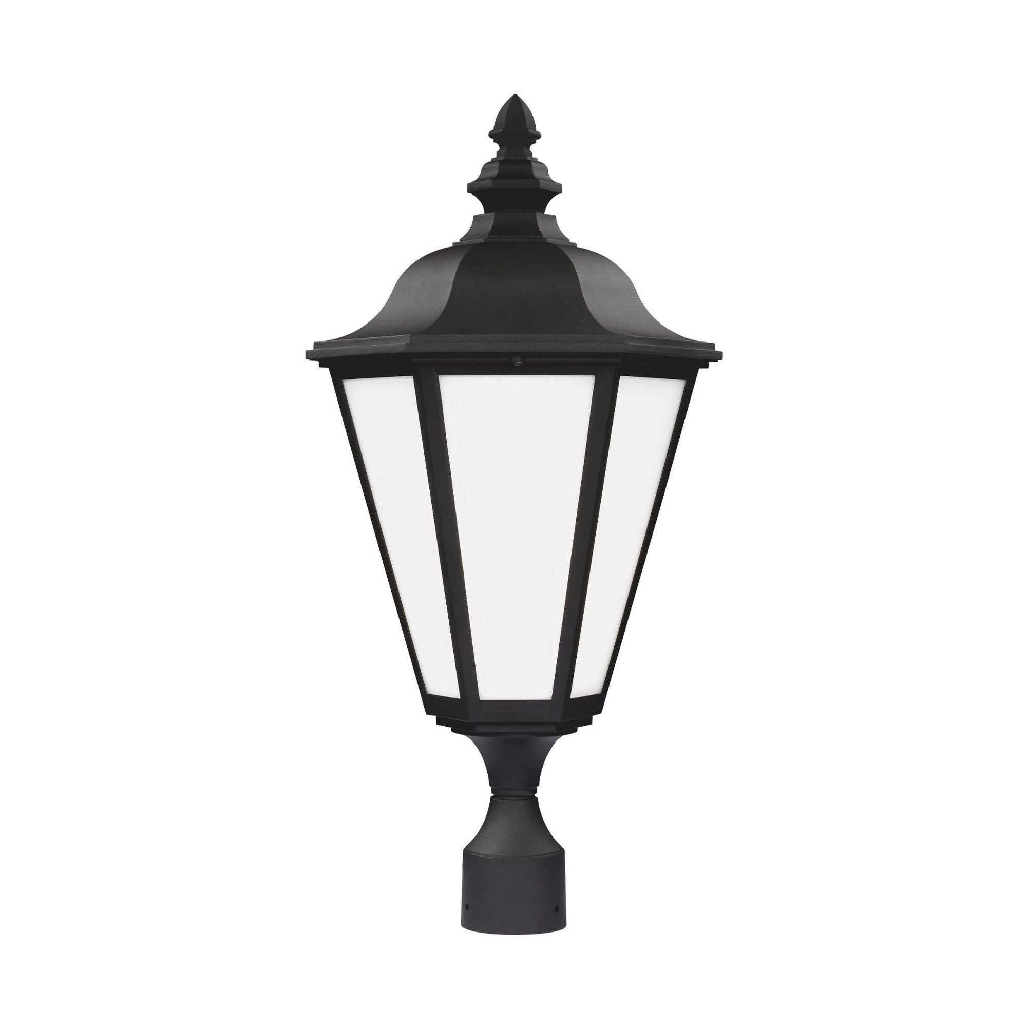 Brentwood One Light Outdoor Post Lantern LED Traditional Fixture 25.75" Height Die Cast Aluminum Irregular Smooth White Shade in Black