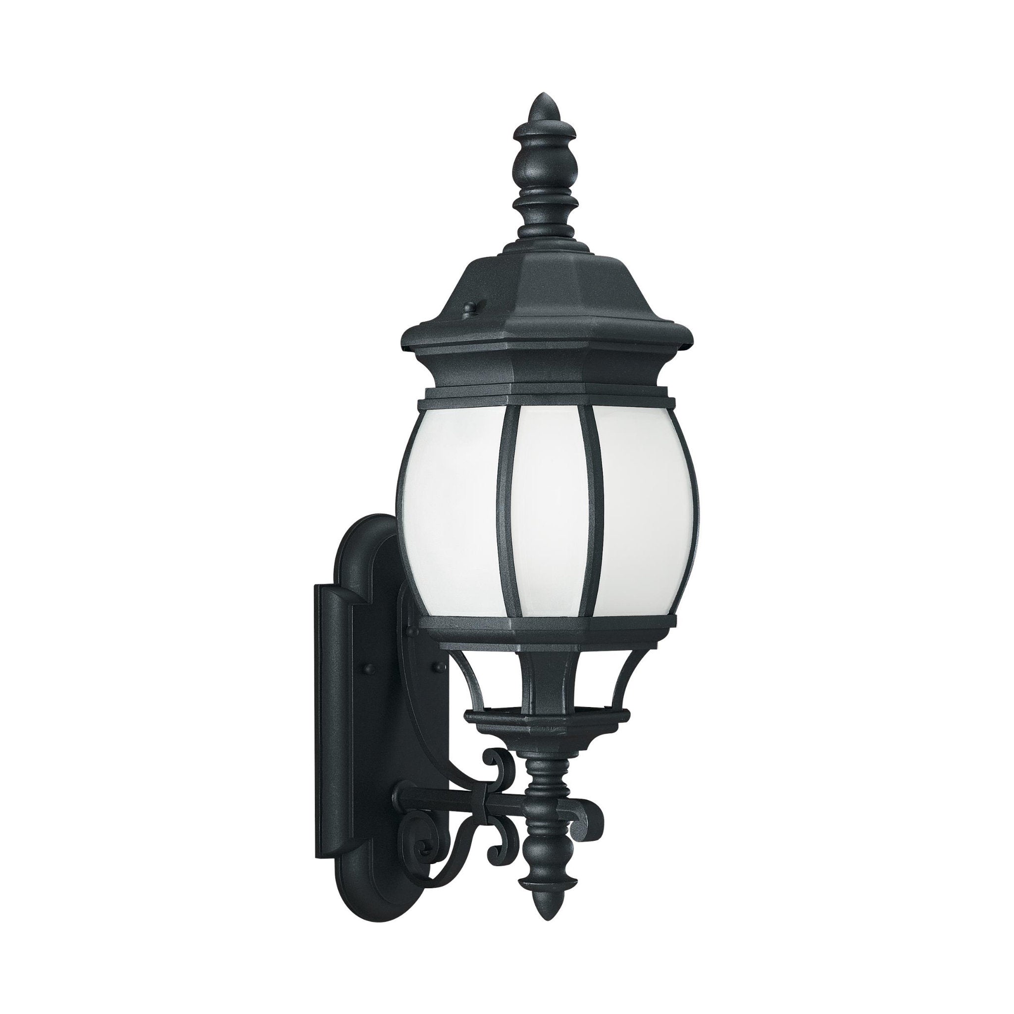 Wynfield One Light Outdoor Wall Lantern Traditional Fixture 7.75" Width 23.5" Height Die Cast Aluminum Irregular Frosted Shade in Black