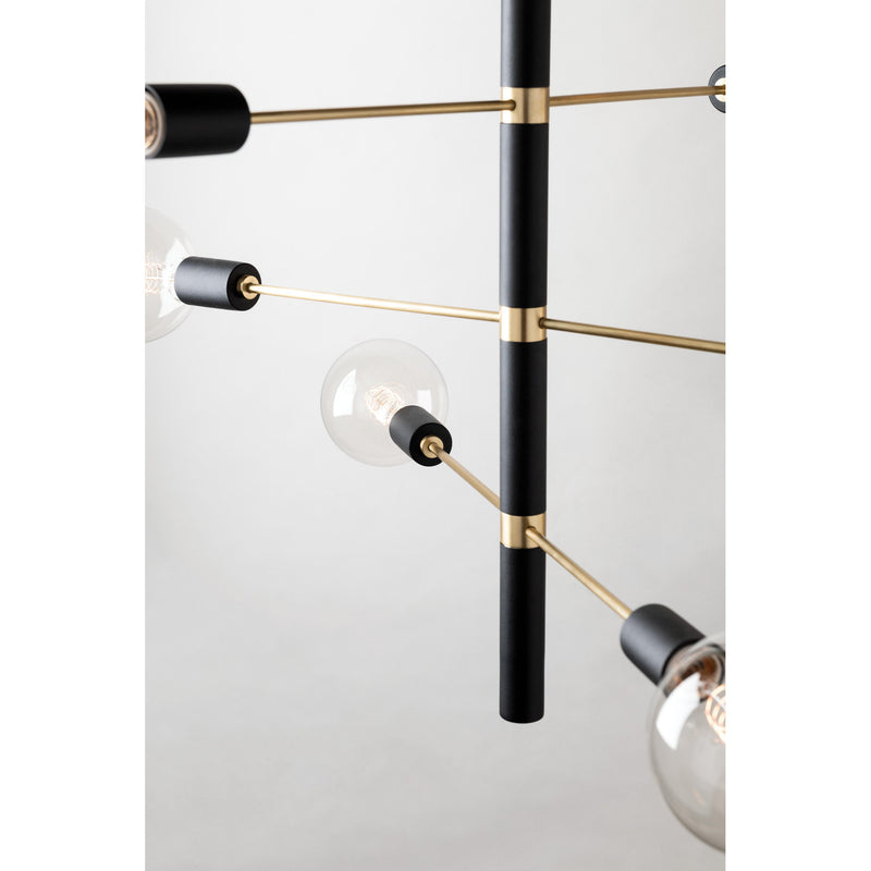 Astrid 4 Light Chandelier in Polished Nickel/Black