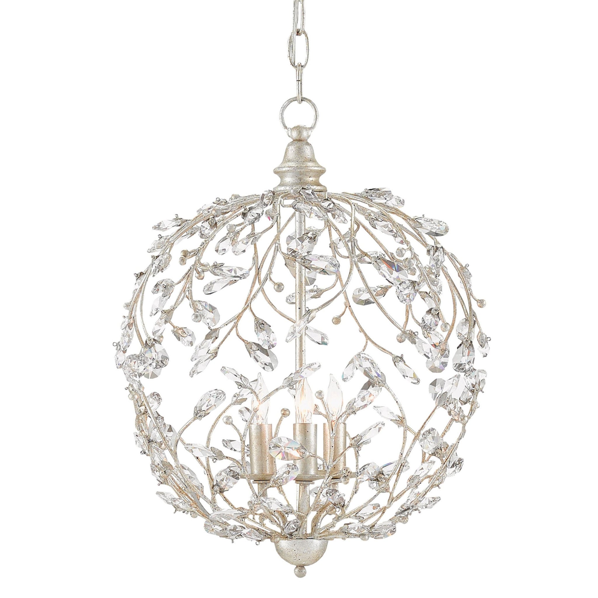 Crystal Bud Silver Orb Chandelier - Silver Granello