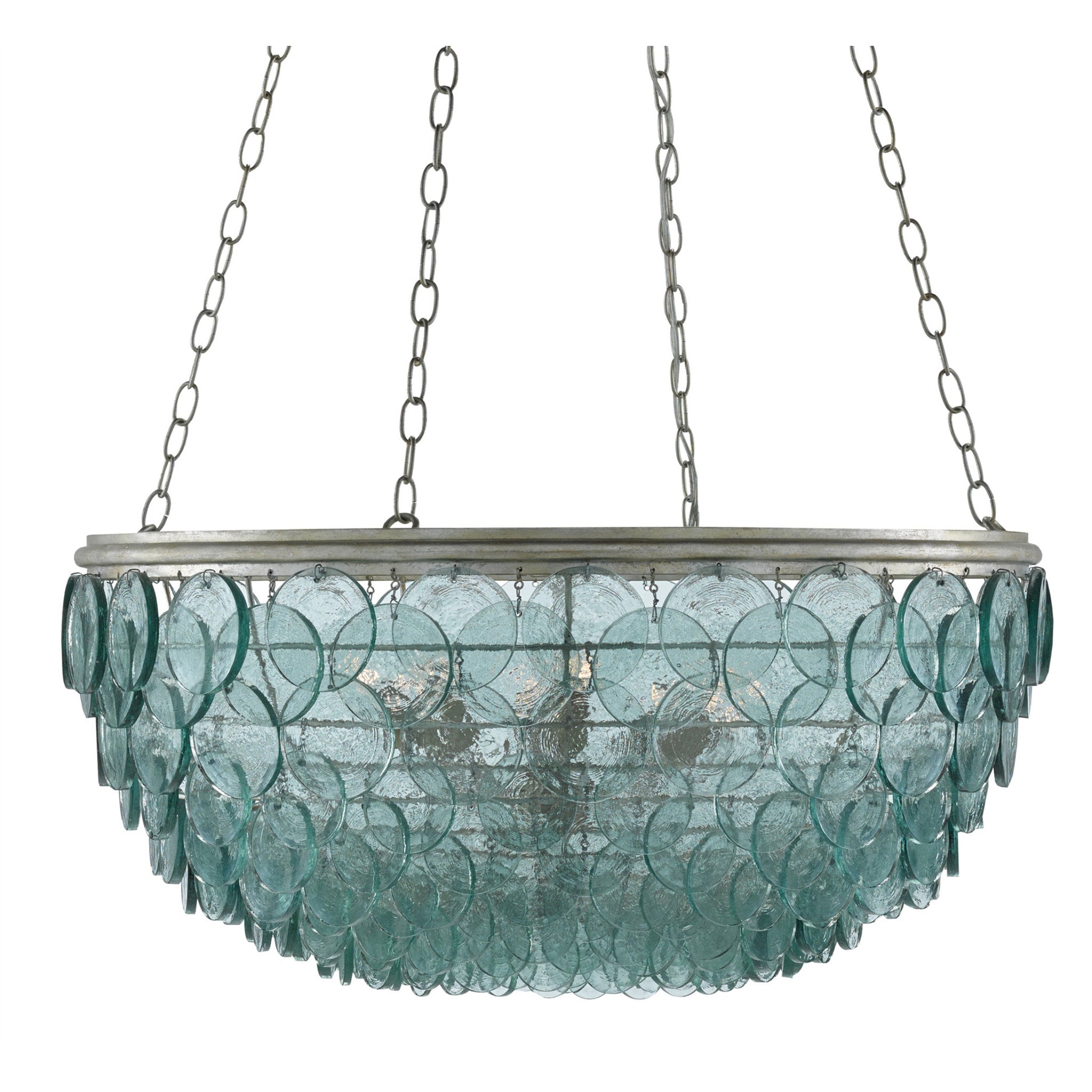 Quorum Small Recycled Glass Chandelier - Silver Leaf