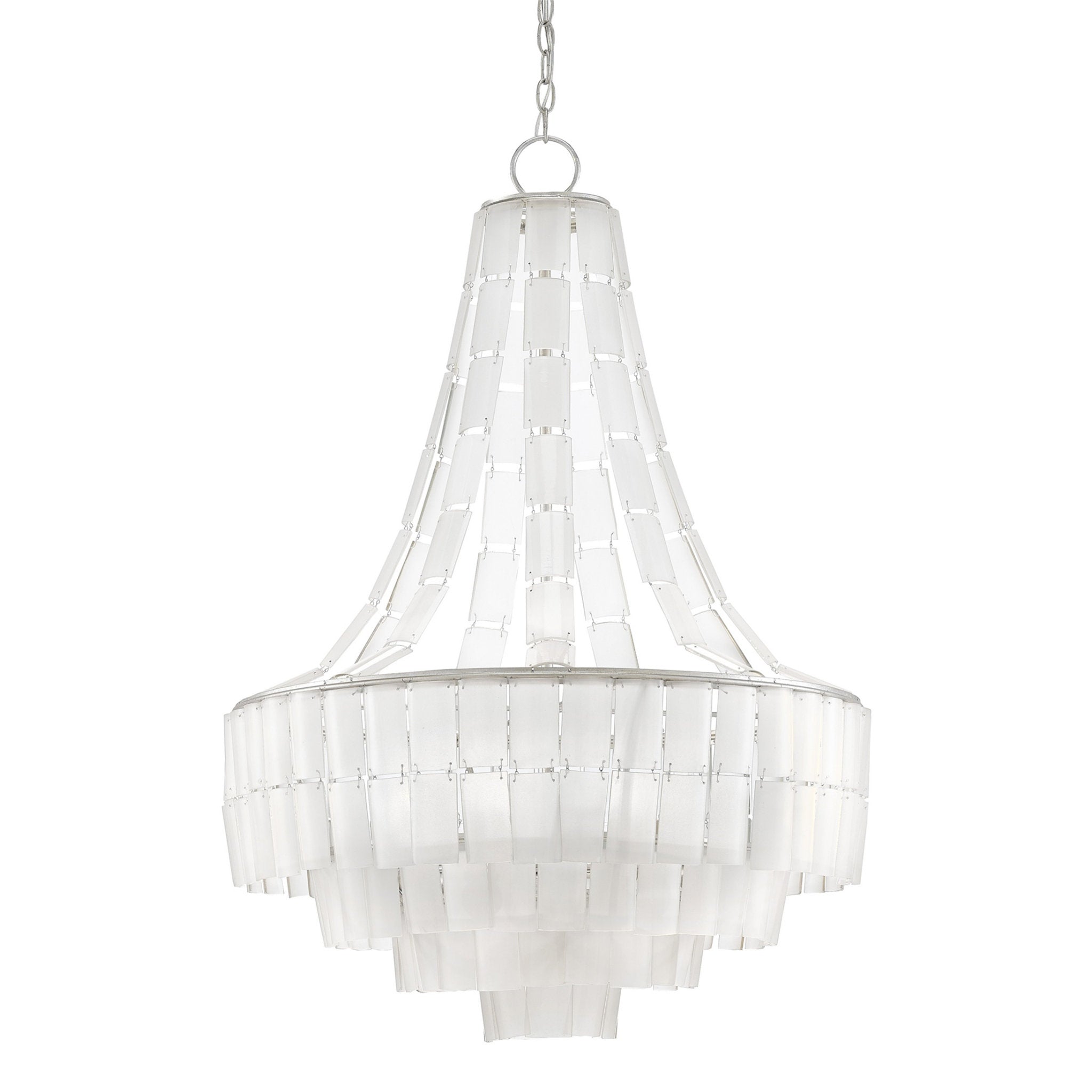 Vintner White Chandelier - Contemporary Silver Leaf/Opaque White