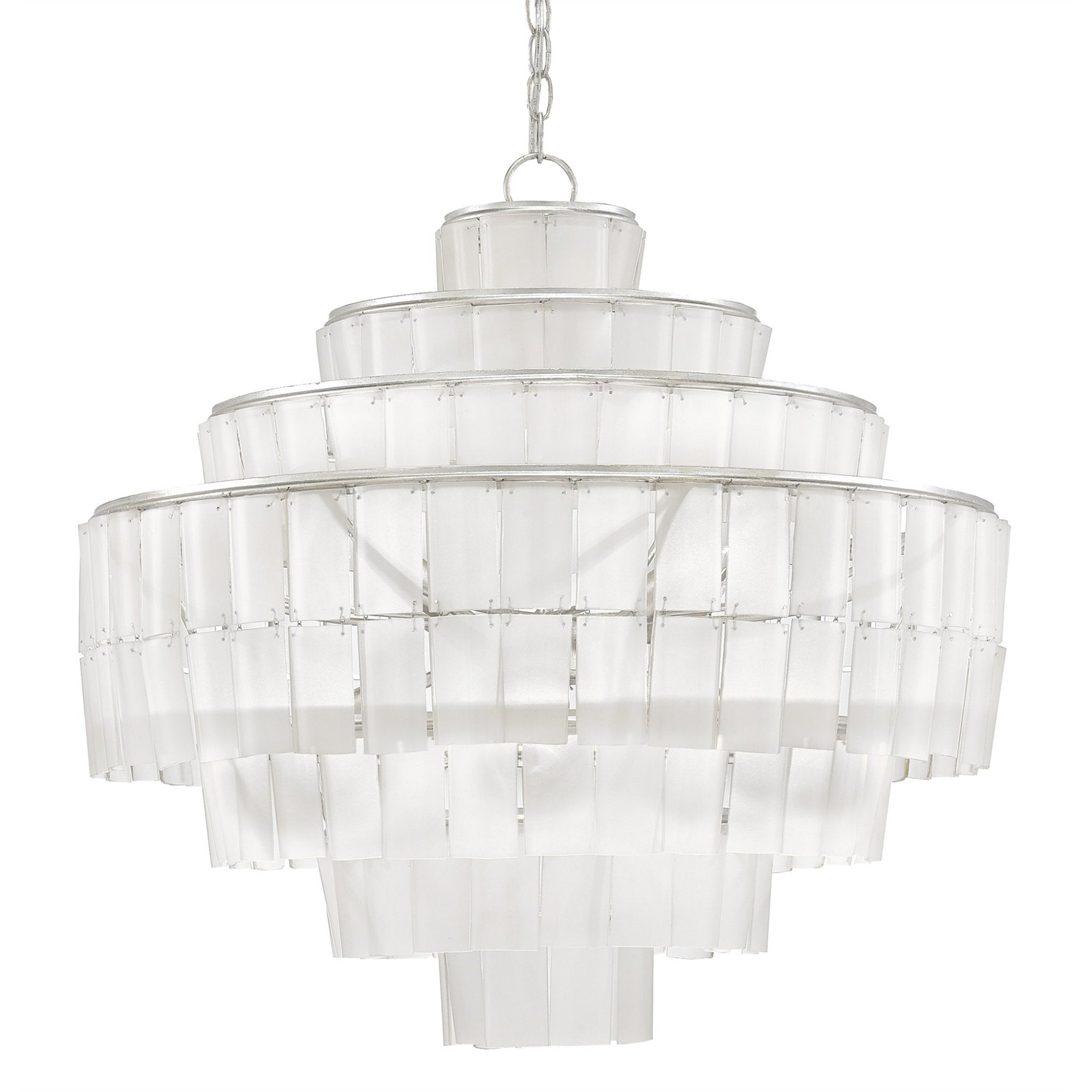 Sommelier White Chandelier - Contemporary Silver Leaf/Opaque White