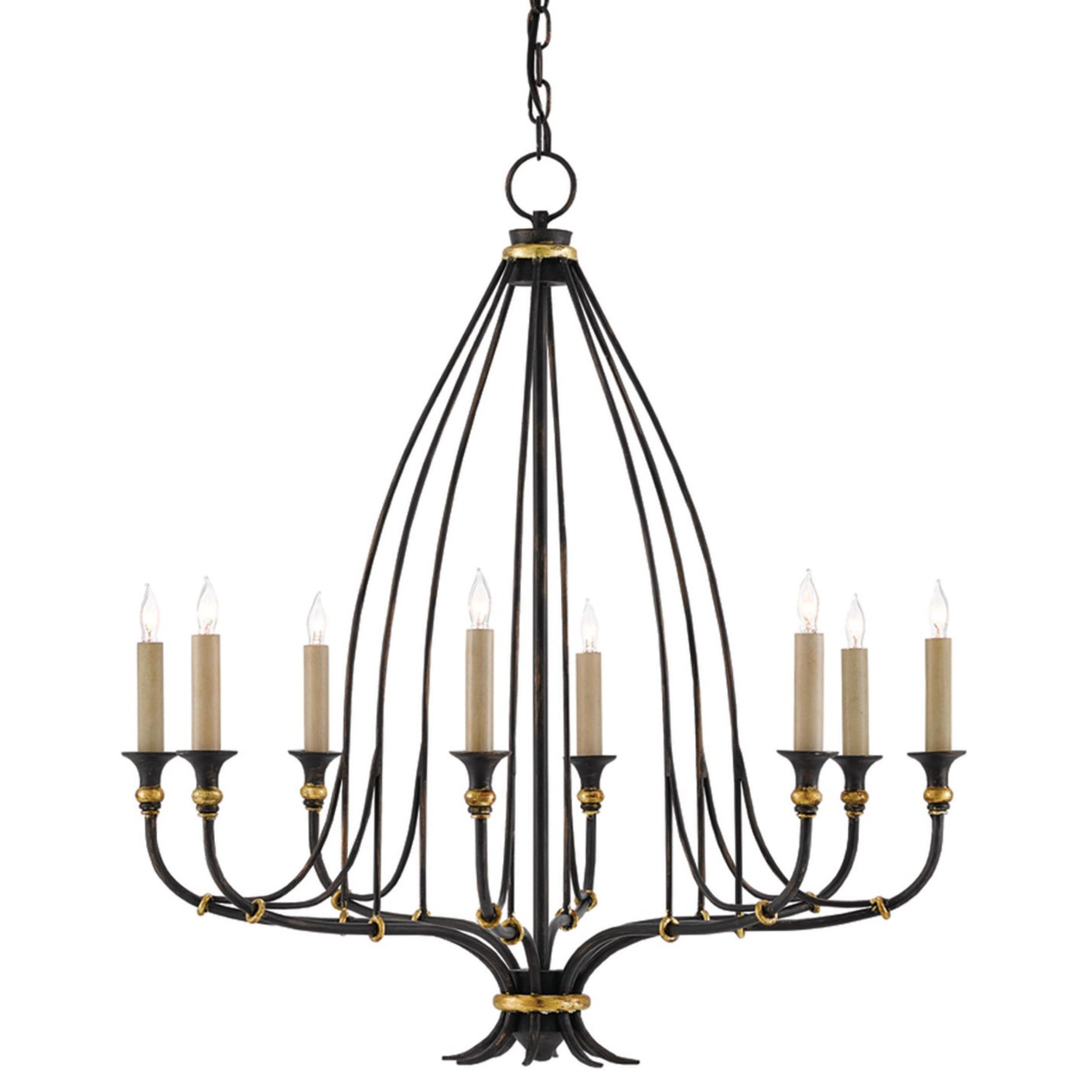 Folgate Small Black Chandelier - French Black/Gold Leaf