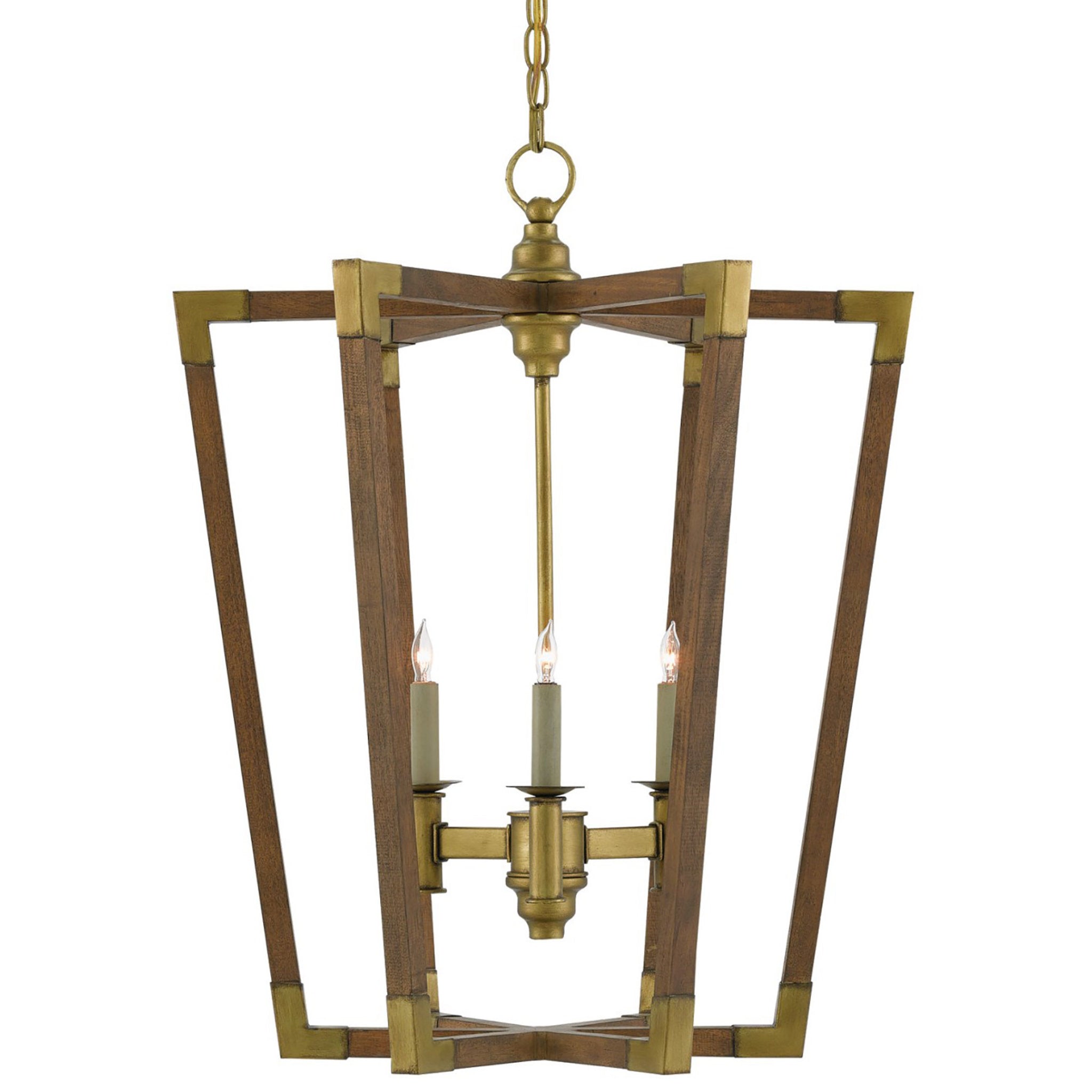 Bastian Medium Chestnut Lantern - Chestnut/Brass