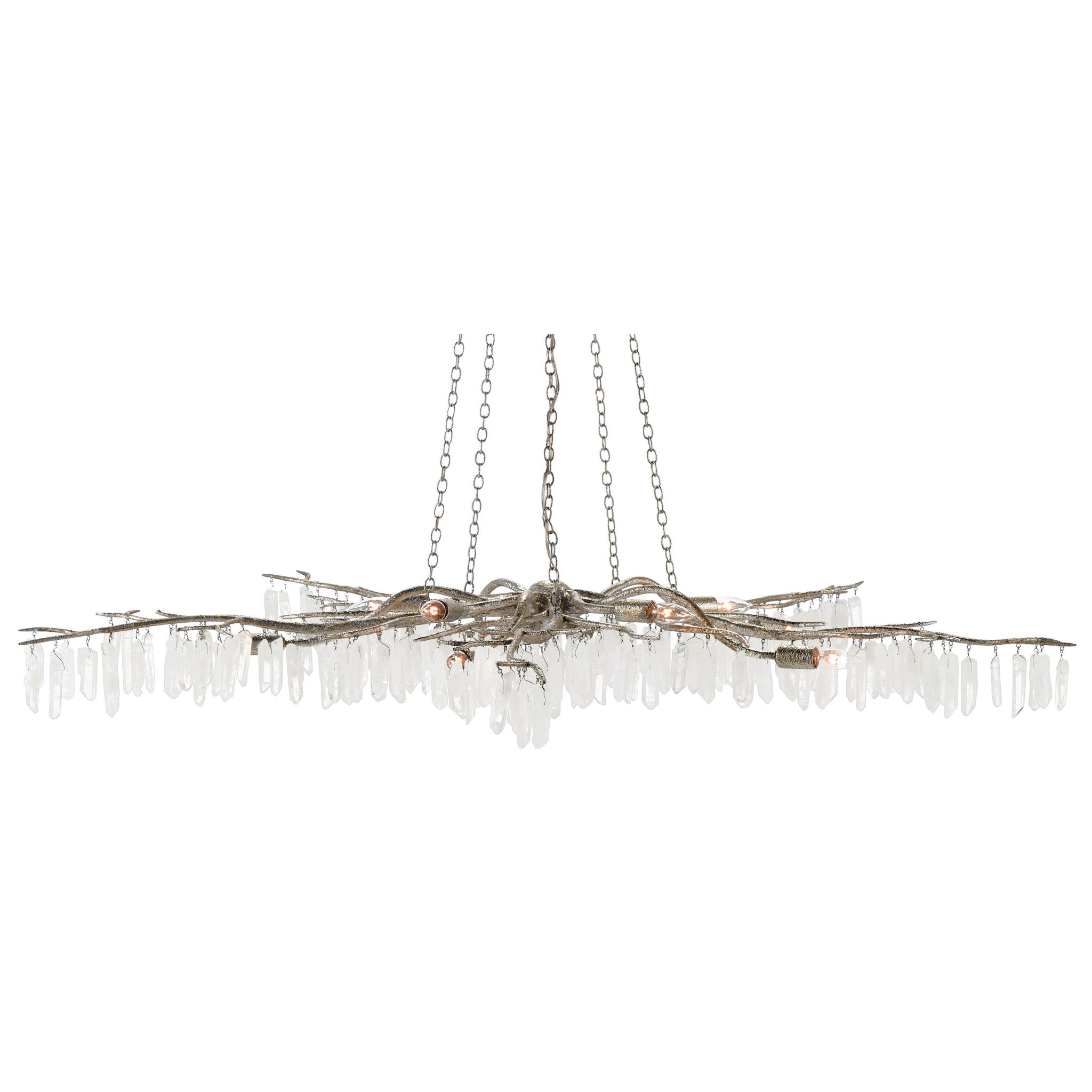 Forest Light Silver Chandelier - Textured Silver/Natural