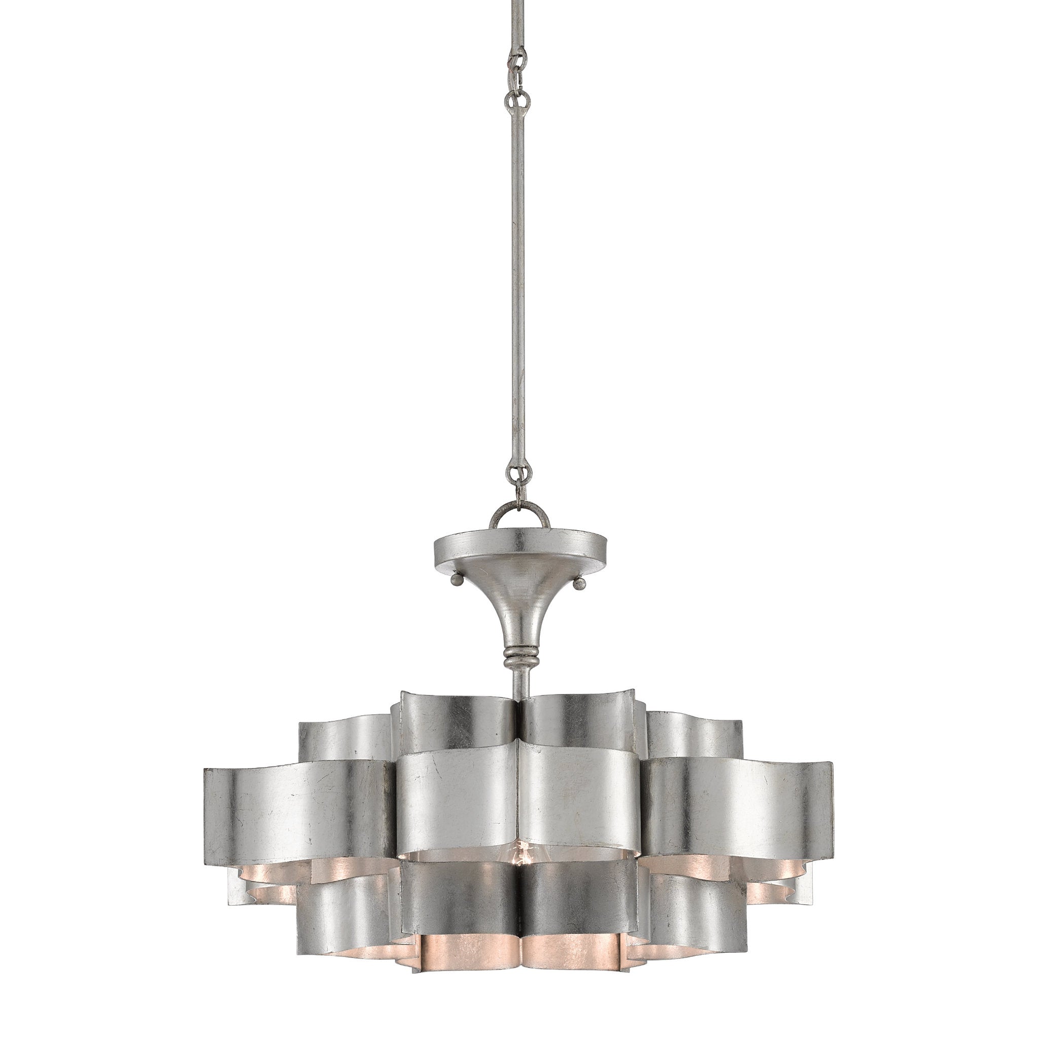Grand Lotus Small Sliver Chandelier - Contemporary Silver Leaf