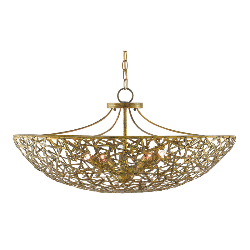 Confetti Bowl Gold Chandelier - Hand Rubbed Gold Leaf