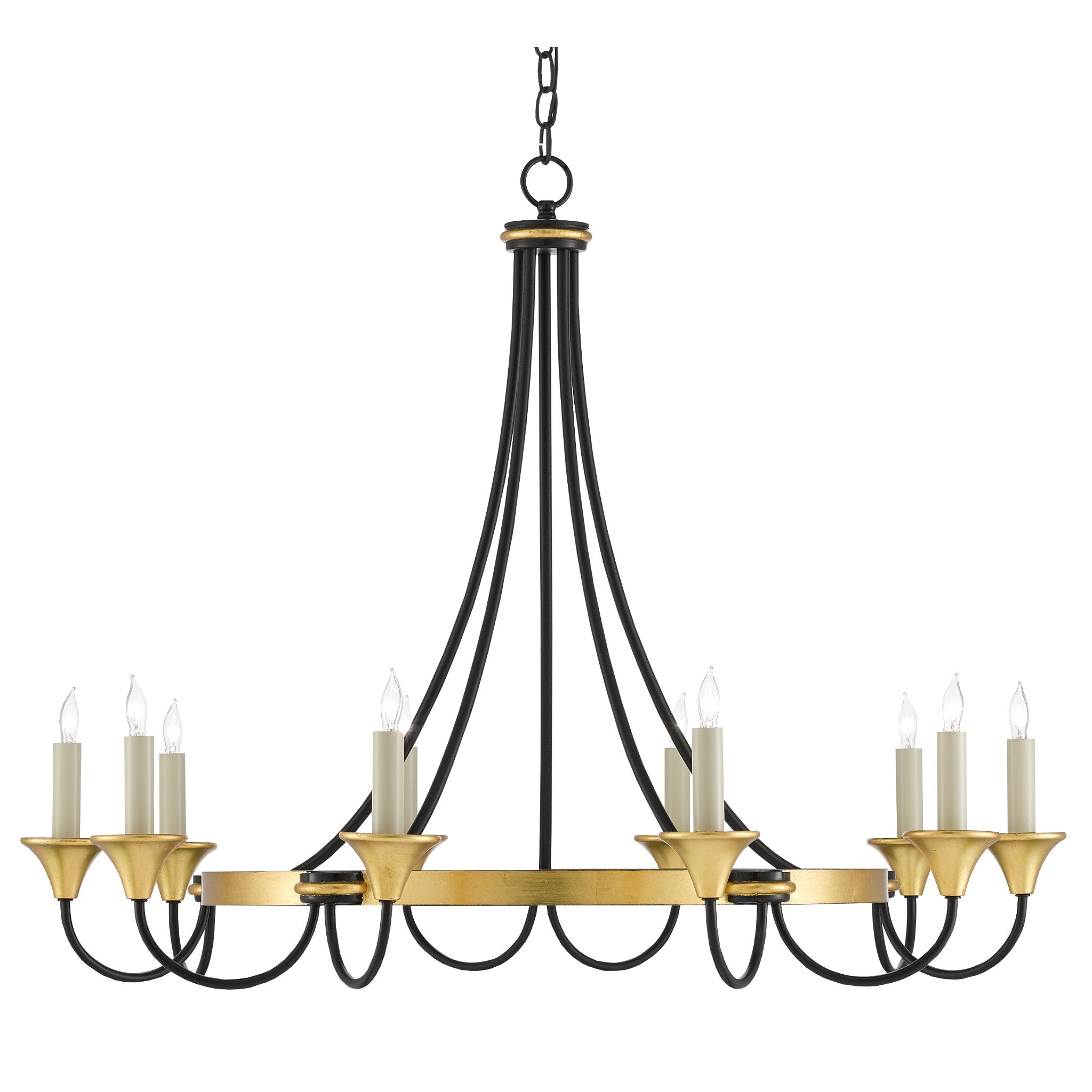 Hanlon Chandelier - Washed Black/Contemporary Gold Leaf