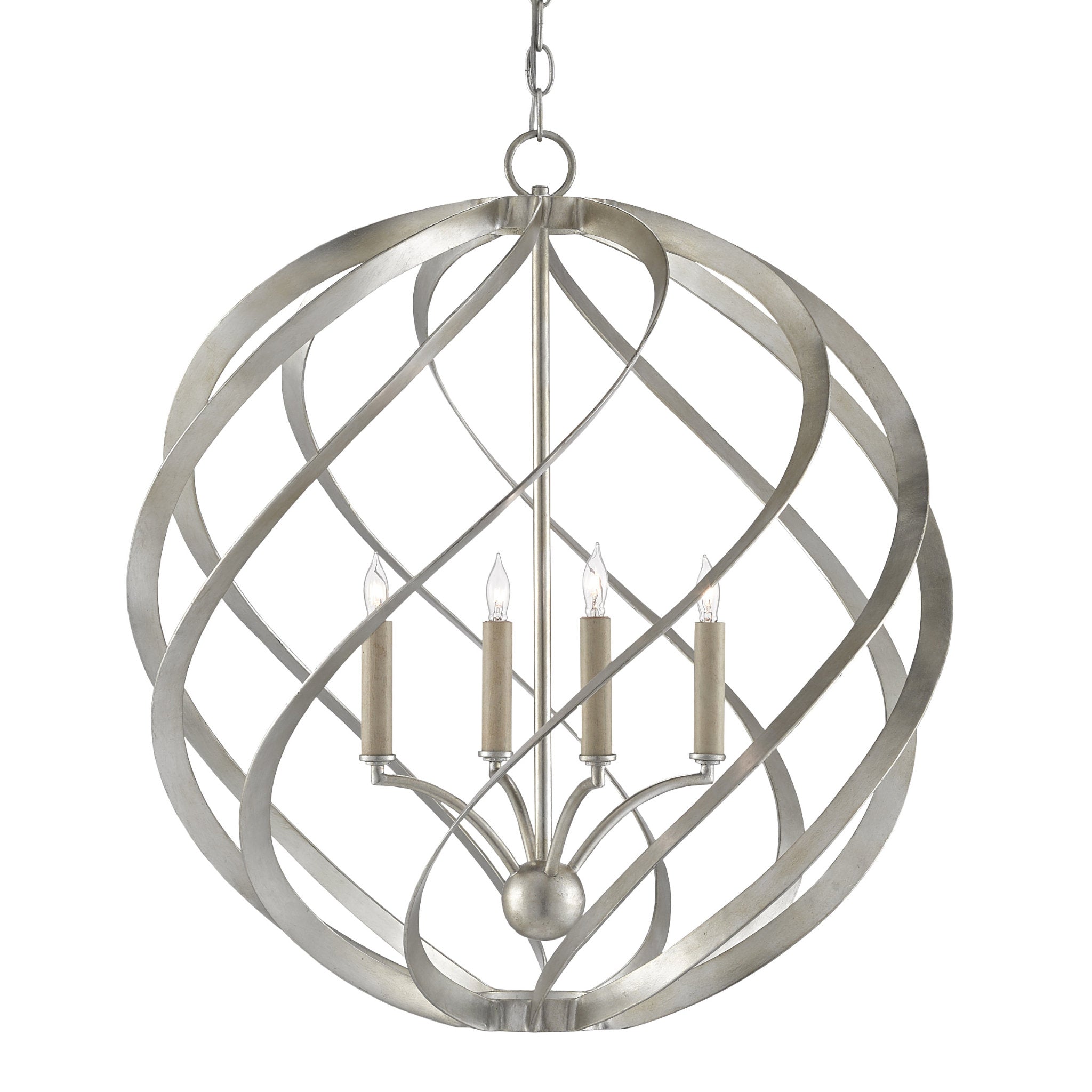 Roussel Silver Orb Chandelier - Contemporary Silver Leaf
