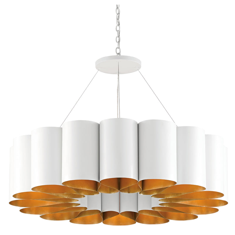 Chauveau White Chandelier - Pearl White/Contemporary Gold Leaf