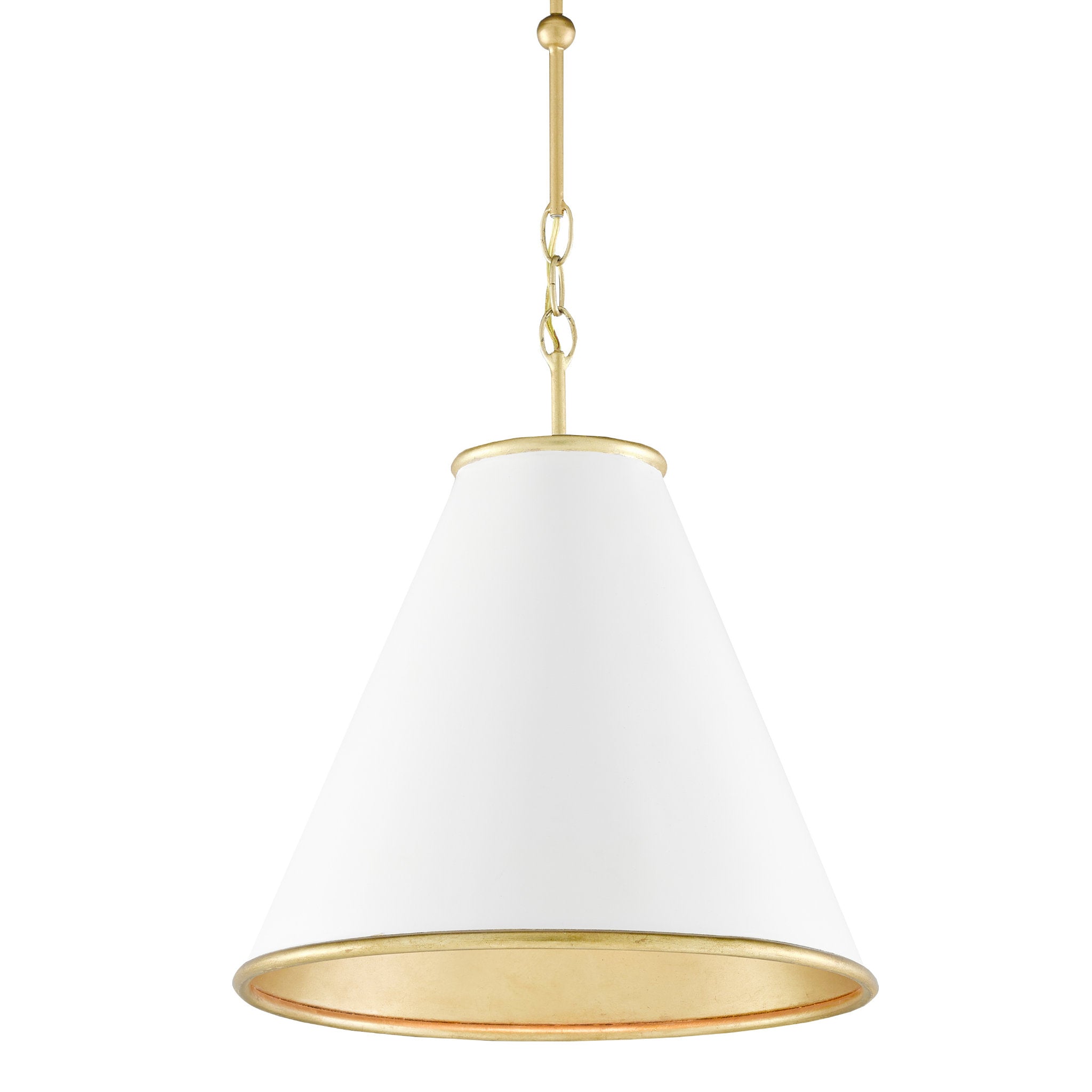 Pierrepont Small White Pendant - Painted Gesso White/Contemporary Gold Leaf/Painted Gold