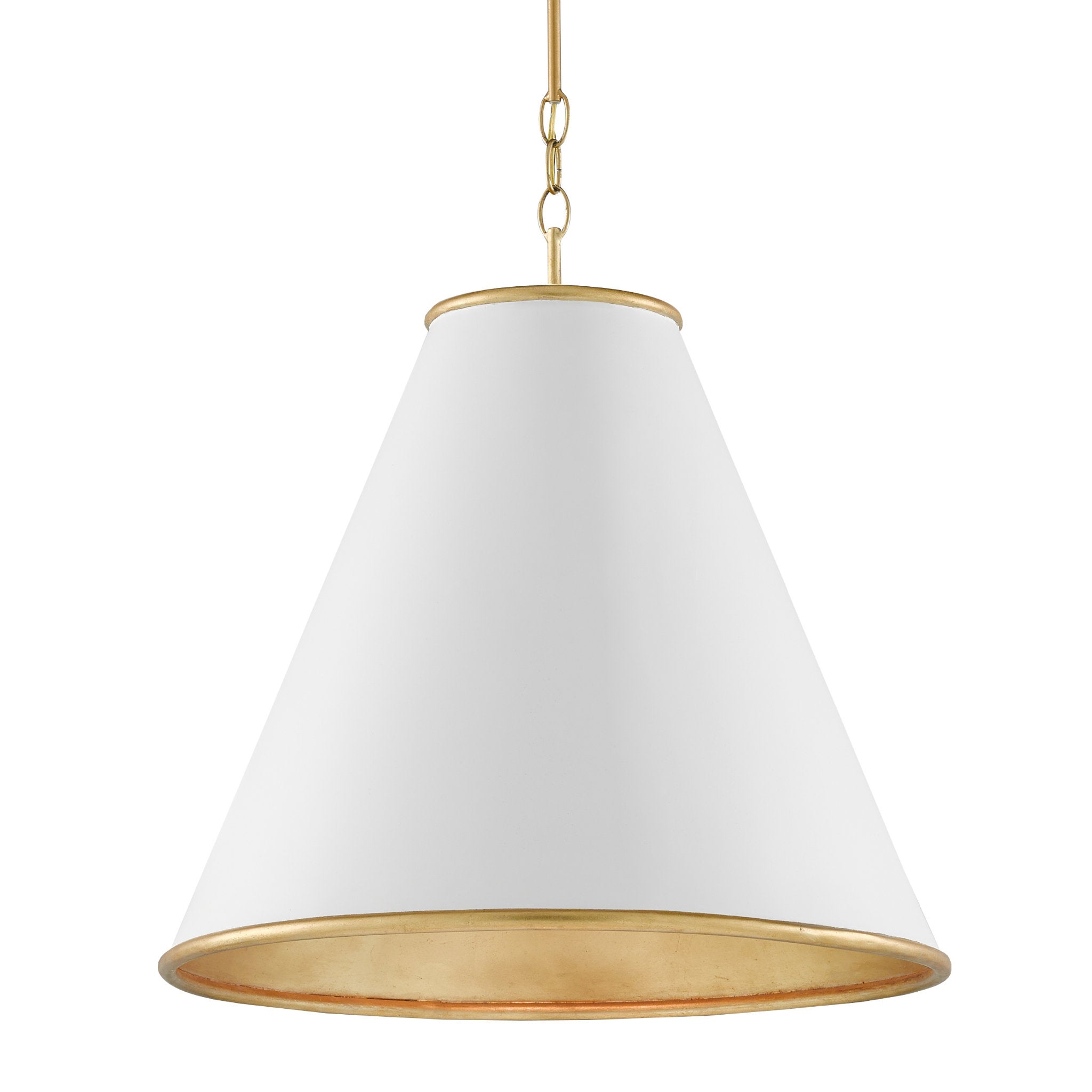 Pierrepont Large White Pendant - Painted Gesso White/Contemporary Gold Leaf/Painted Gold