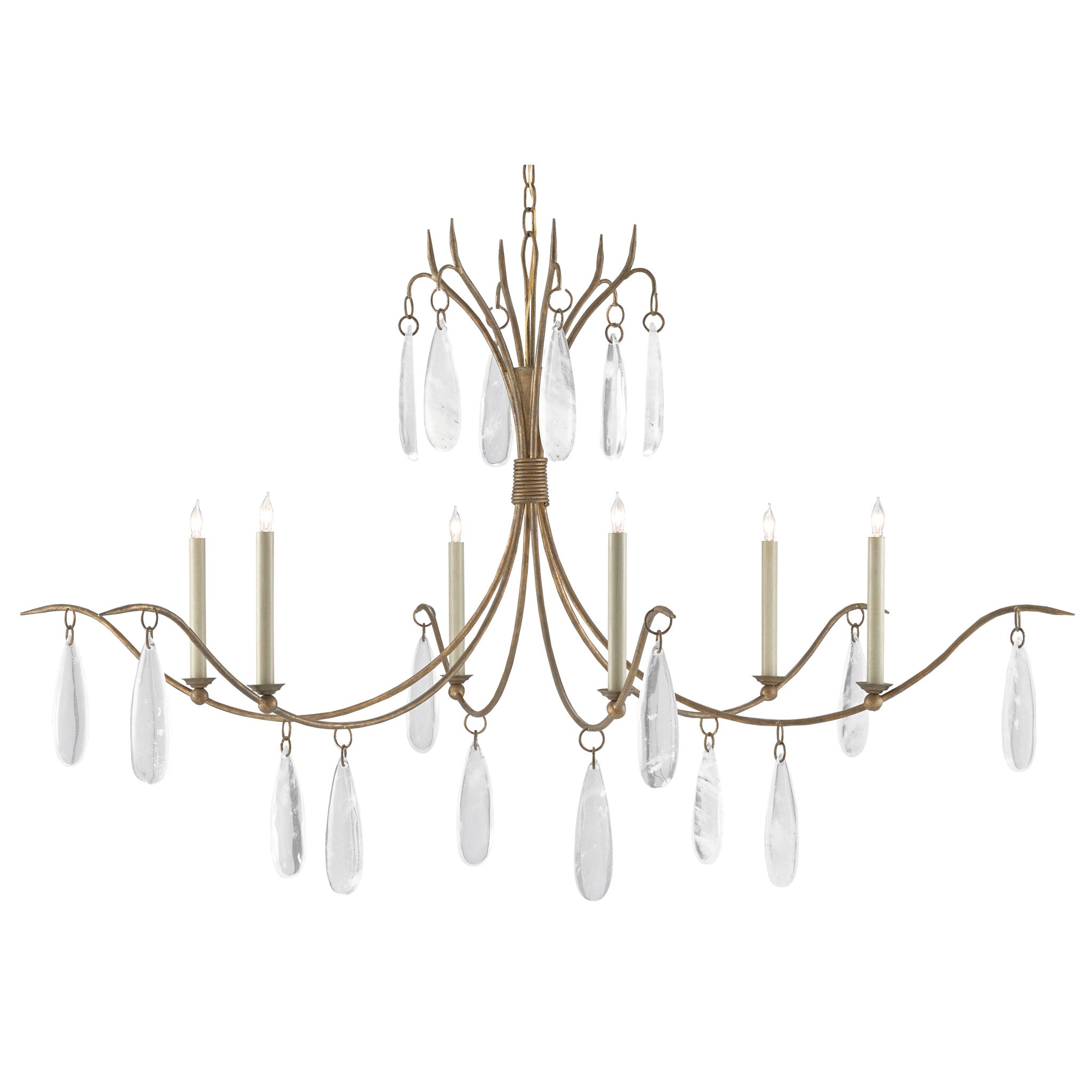 Marshallia Large Gold Chandelier - Rustic Gold/Faux Rock Crystal