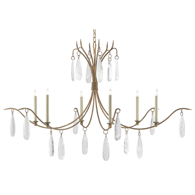 Marshallia Large Gold Chandelier - Rustic Gold/Faux Rock Crystal