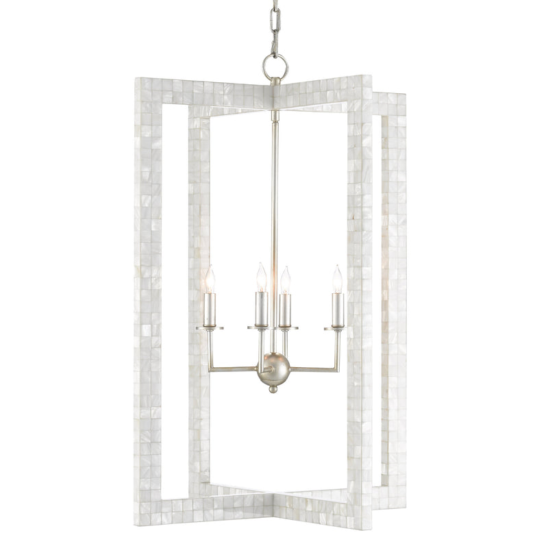 Arietta White Chandelier - Mother of Pearl/Contemporary Silver Leaf