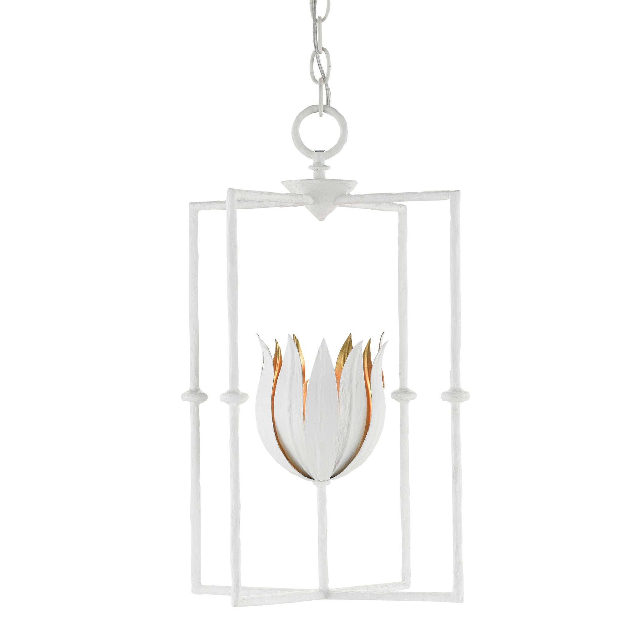 Tulipano White Lantern - Gesso White/Contemporary Gold Leaf