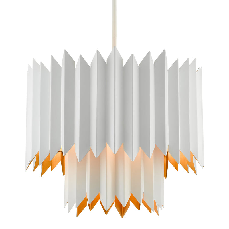 Syrie White Chandelier - Sugar White/Painted Contemporary Gold