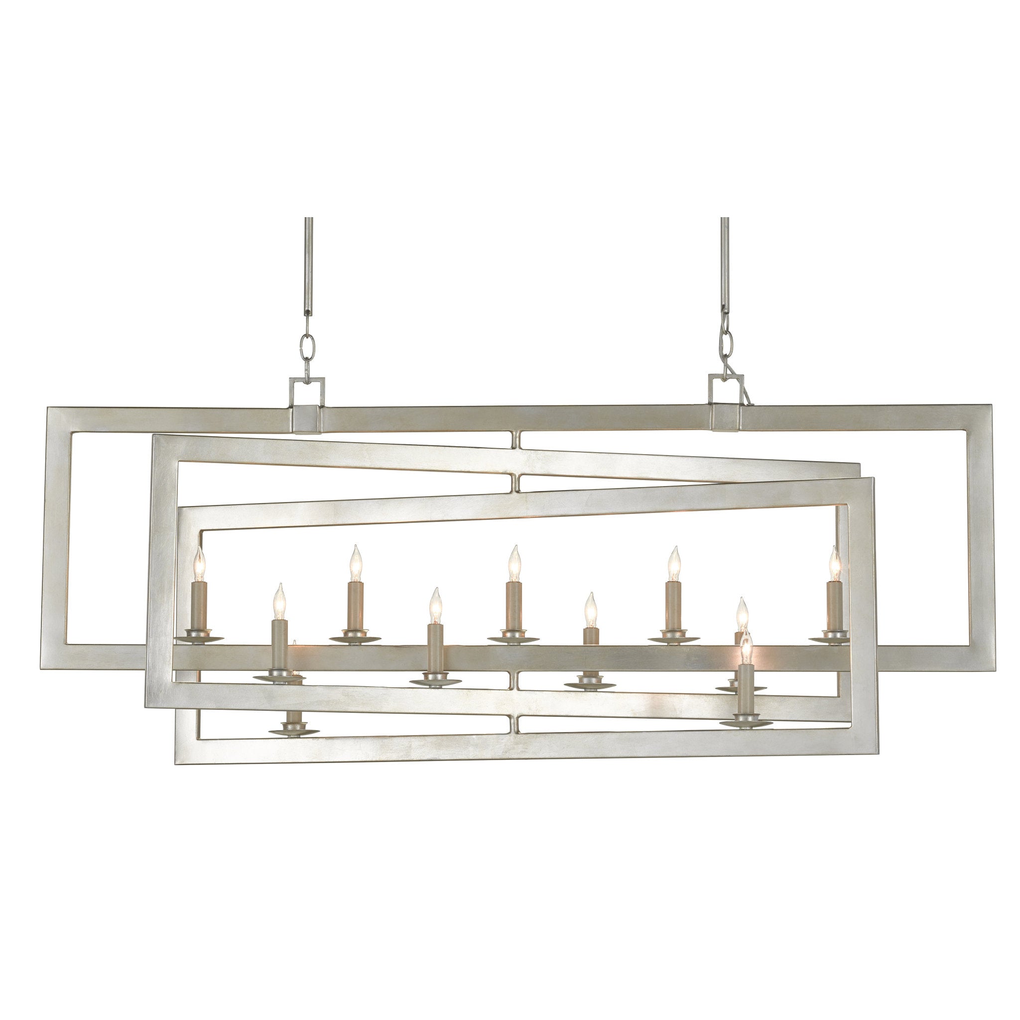 Middleton Silver Rectangular Chandelier - Contemporary Silver Leaf