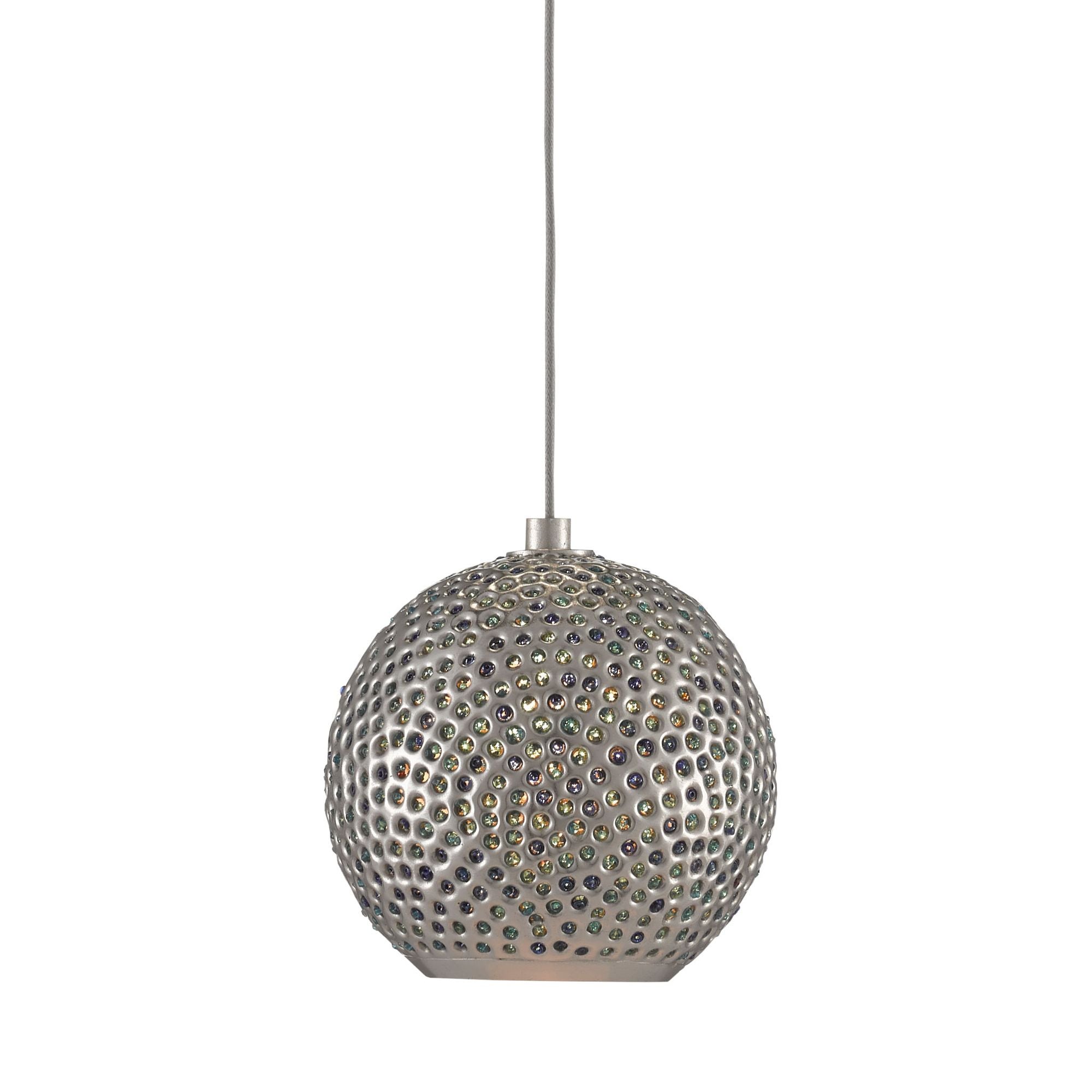 Giro 1-Light Round Multi-Drop Pendant - Painted Silver/Nickel/Blue