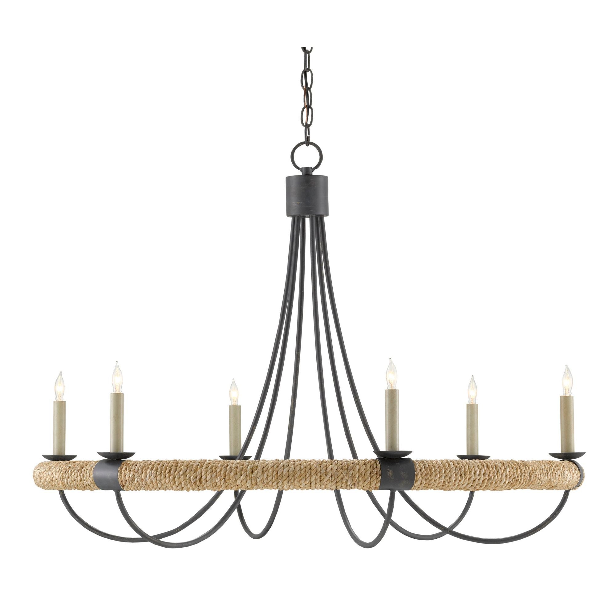 Shipwright Chandelier - French Black/Smokewood/Natural Abaca Rope