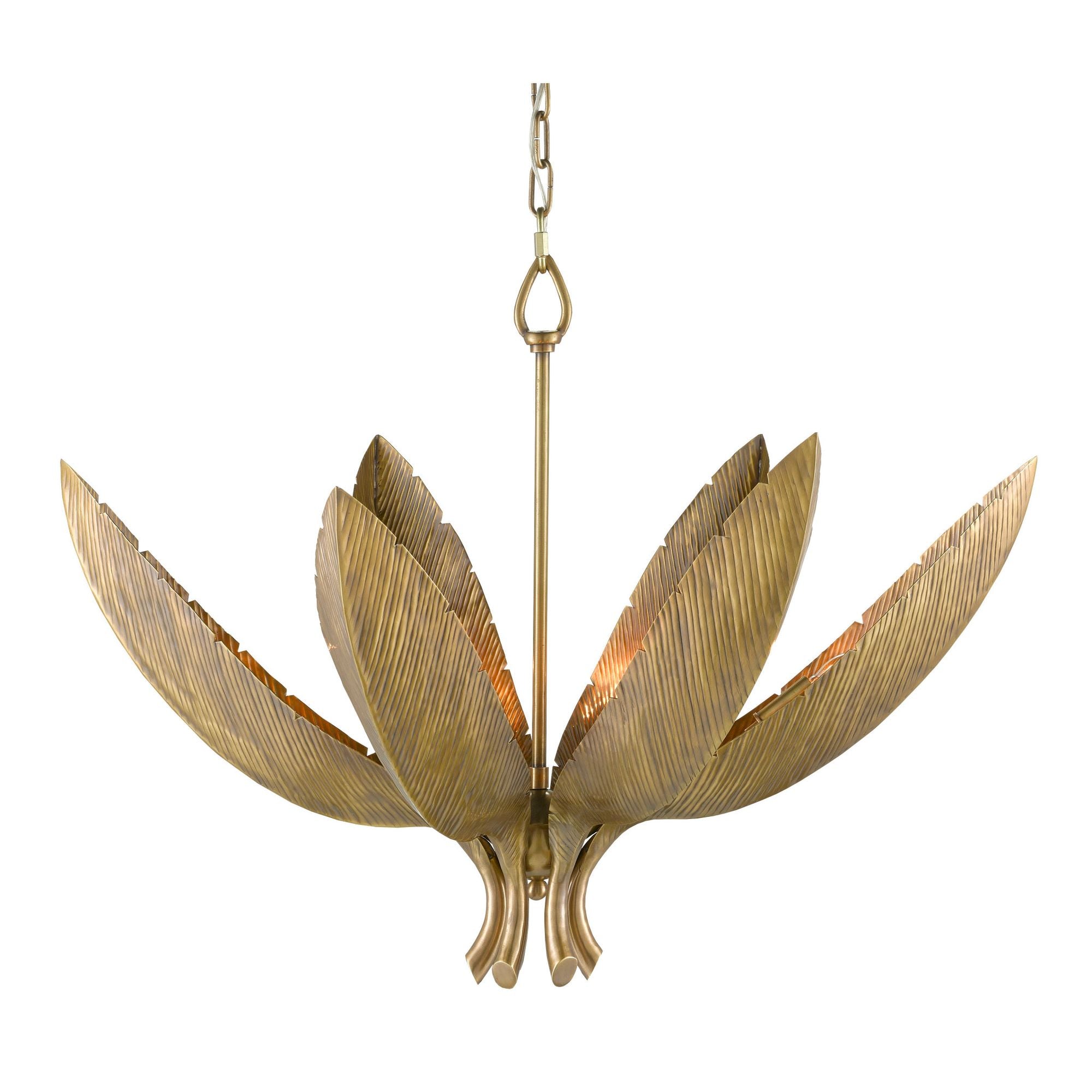 Bird of Paradise Brass Chandelier - Antique Brass