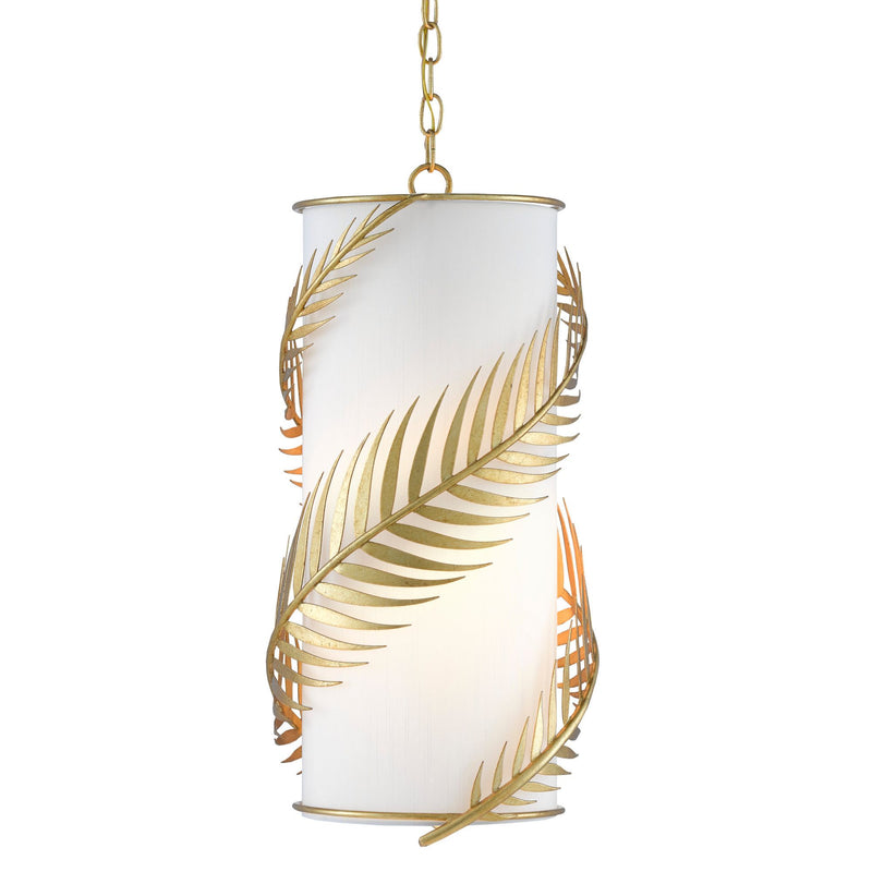 Queenbee Palm Gold Pendant - Contemporary Gold Leaf/White