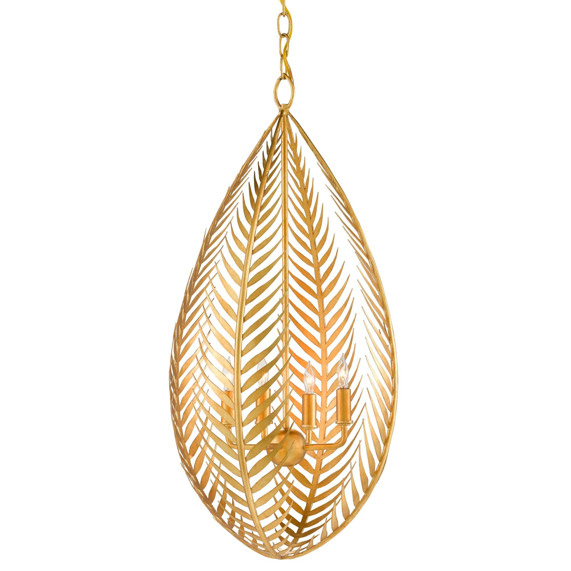 Queenbee Palm Gold Chandelier - Contemporary Gold Leaf
