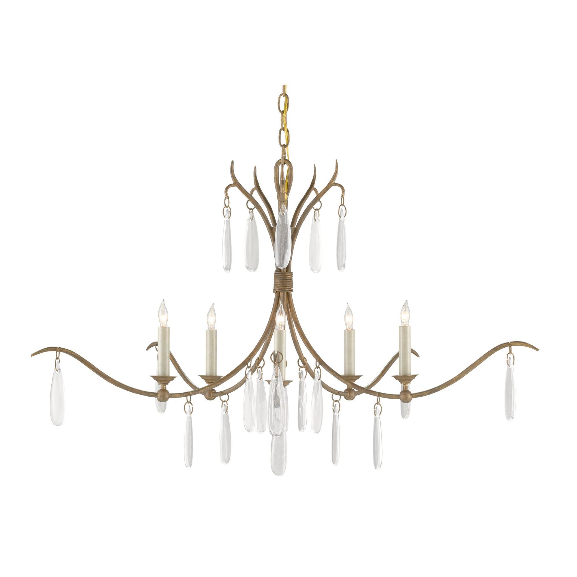 Marshallia Small Brass Chandelier - Rustic Gold/Faux Rock Crystal