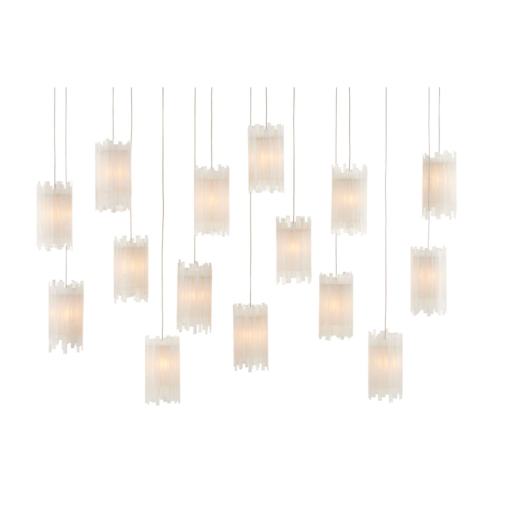 Escenia 15-Light Rectangular Multi-Drop Pendant - Natural/Painted Silver