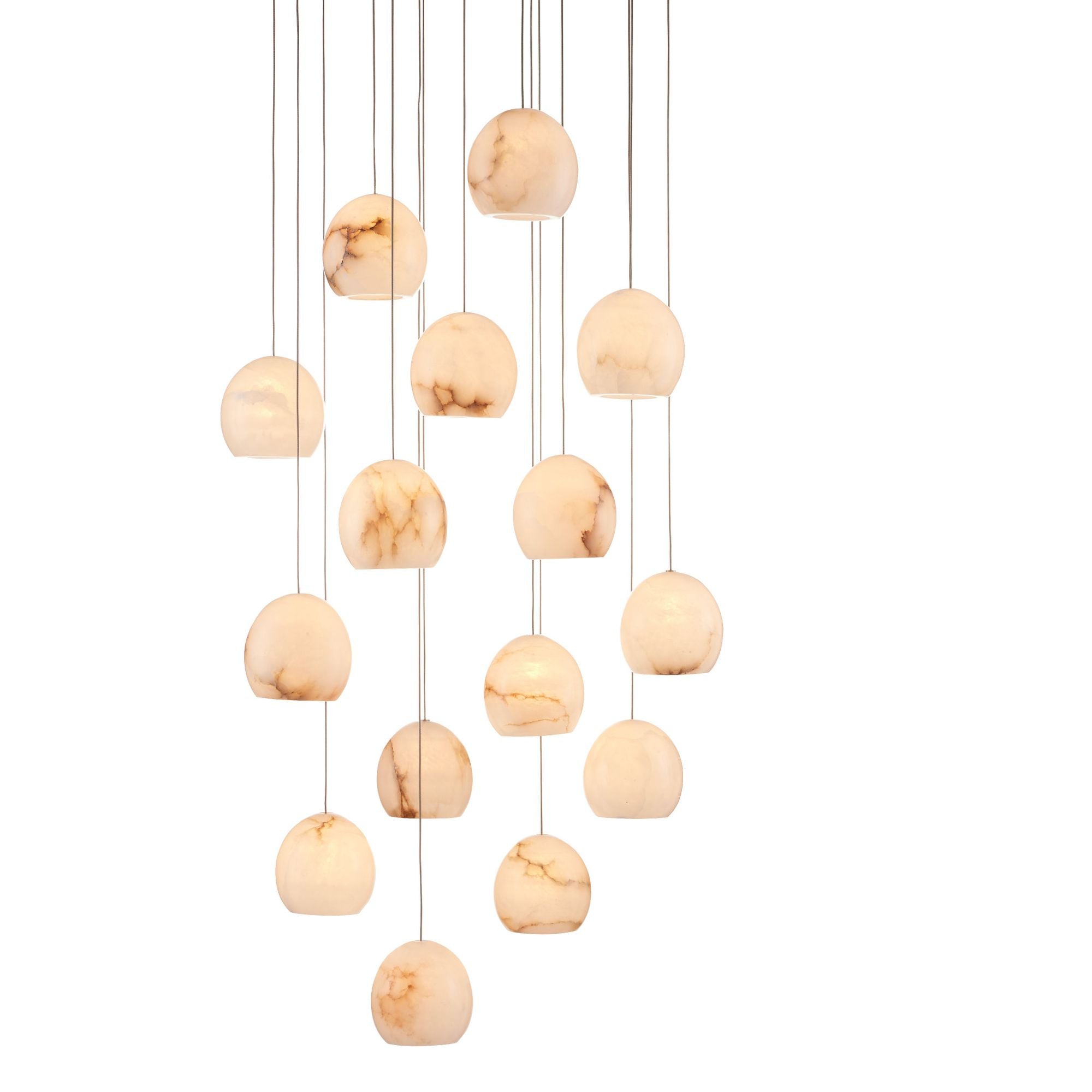Lazio 15-Light Round Multi-Drop Pendant - Natural/Painted Silver