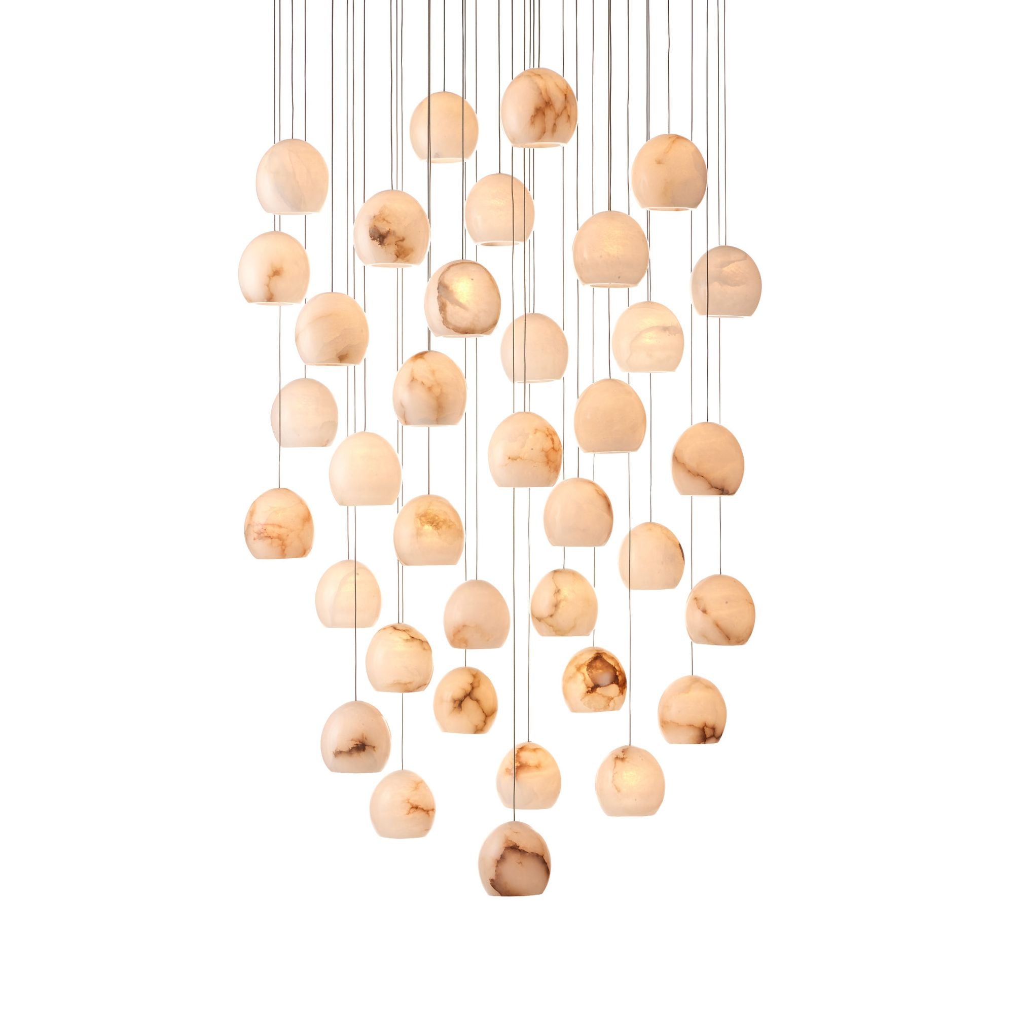 Lazio 36-Light Round Multi-Drop Pendant - Natural/Painted Silver