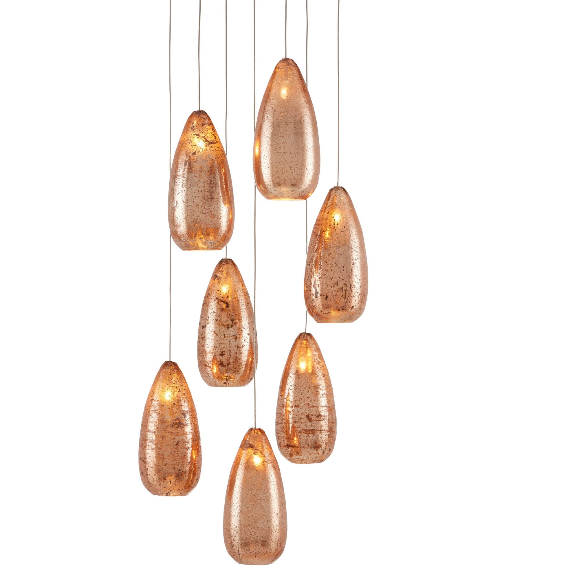 Rame 7-Light Round Multi-Drop Pendant - Copper/Silver/Painted Silver