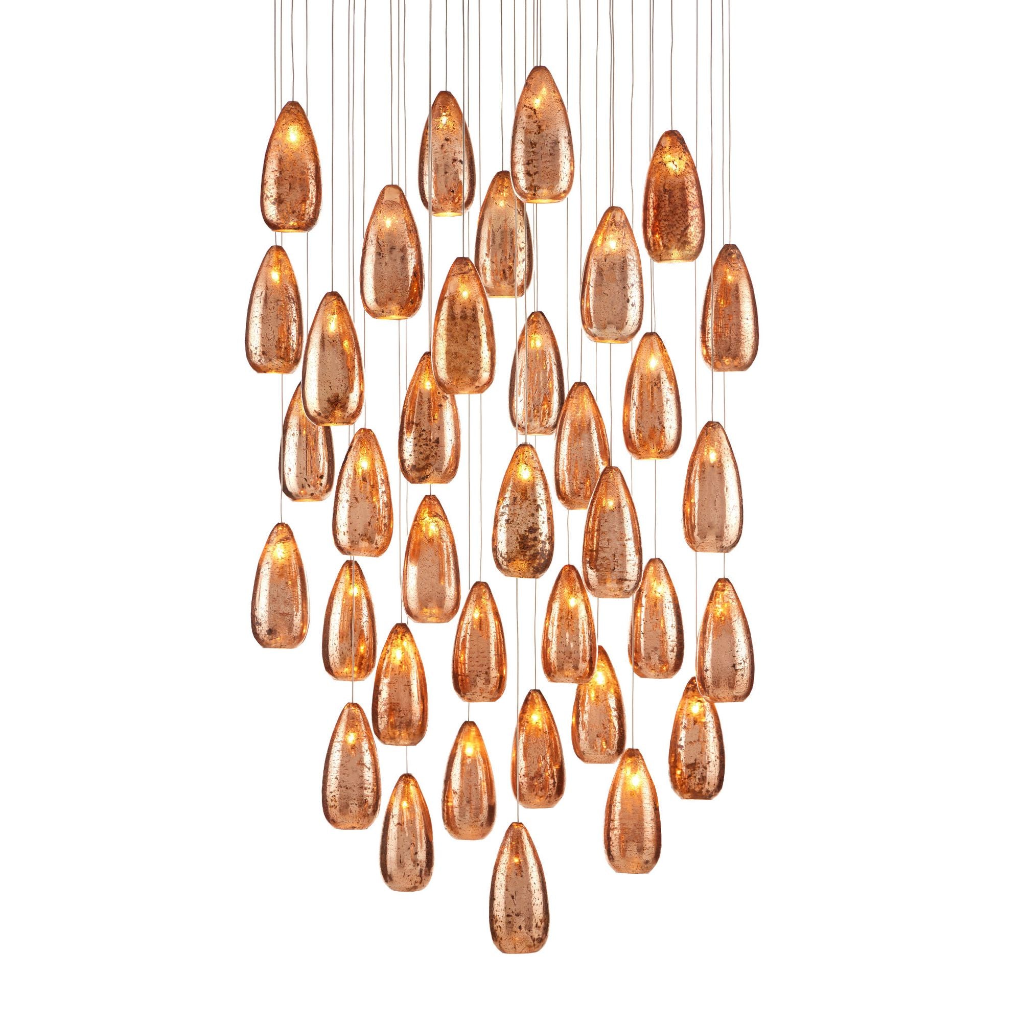 Rame 36-Light Round Multi-Drop Pendant - Copper/Silver/Painted Silver