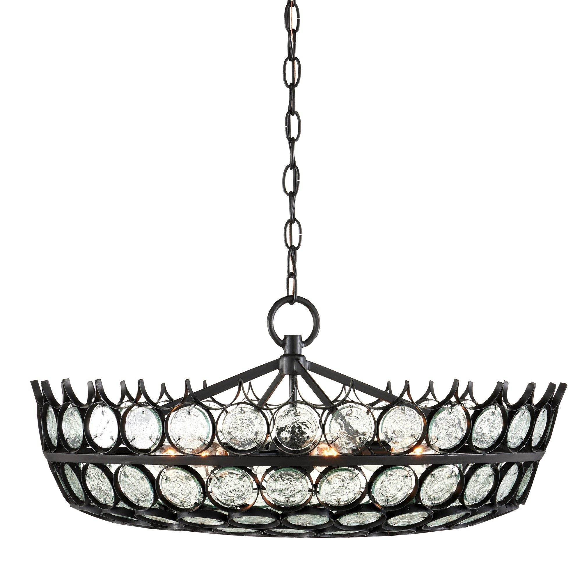 Augustus Small Recycled Glass Chandelier - Satin Black/Clear