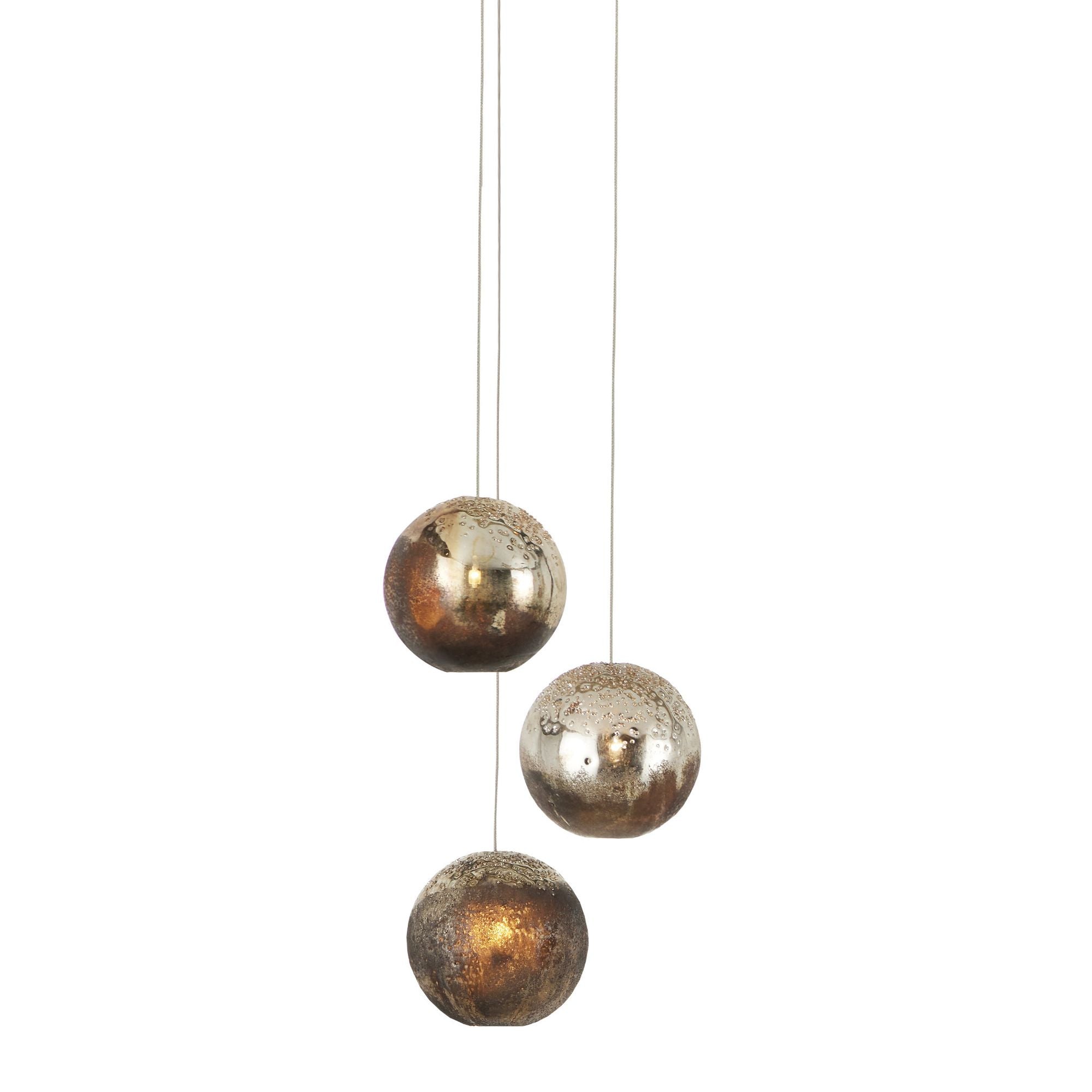 Pathos 3-Light Round Multi-Drop Pendant - Antique Silver/Antique Gold/Matte Charcoal/Silver